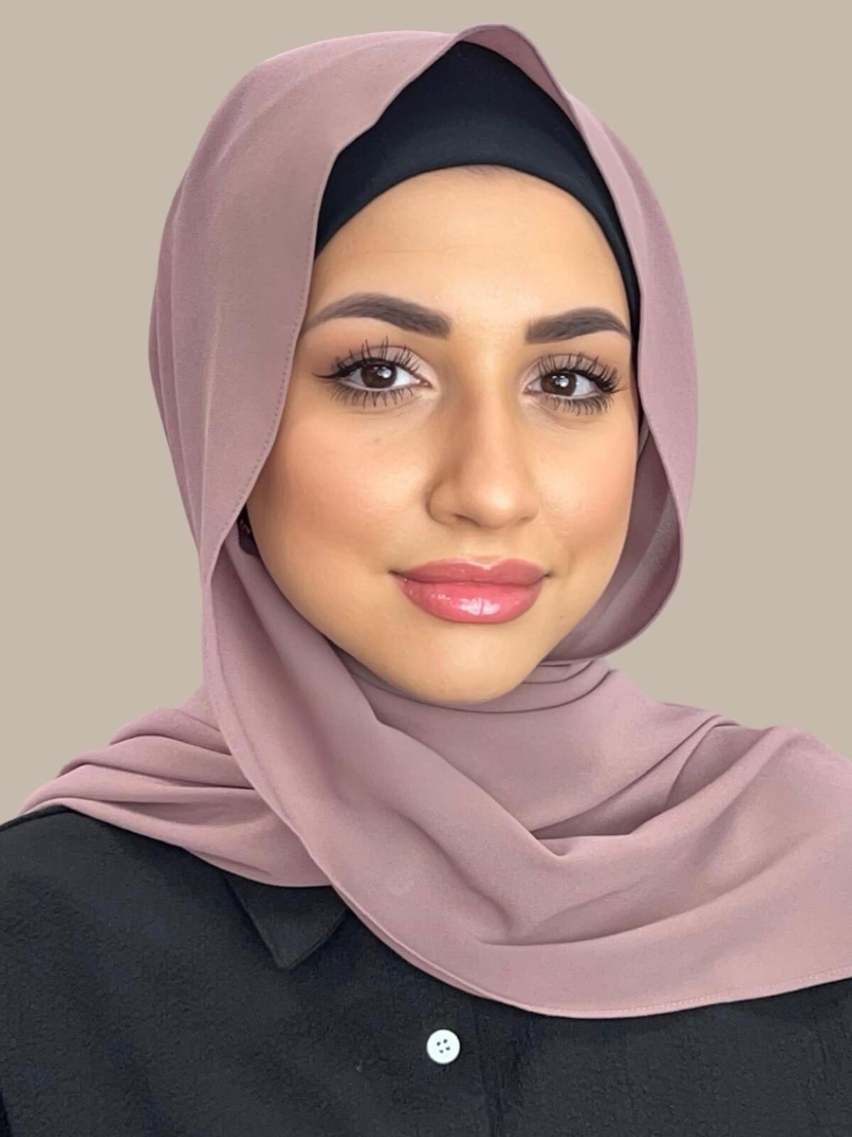 Elegant Rose Taupe Chiffon Hijab - Soft & Lightweight Muslim Scarf for Women - Perfect for Daily Wear, Prayer, and Special Occasions