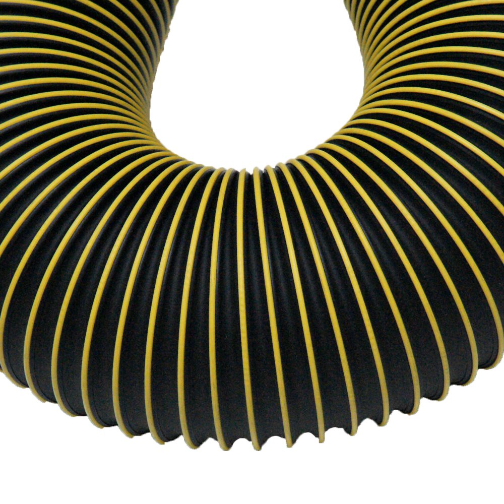 Rubber-Cal Thermoplastic Flex Medium-Duty Hose - 6 Inch ID x 25 Feet Length - Black (Fully Stretched) - Ideal for Industrial, Automotive, and Plumbing Applications