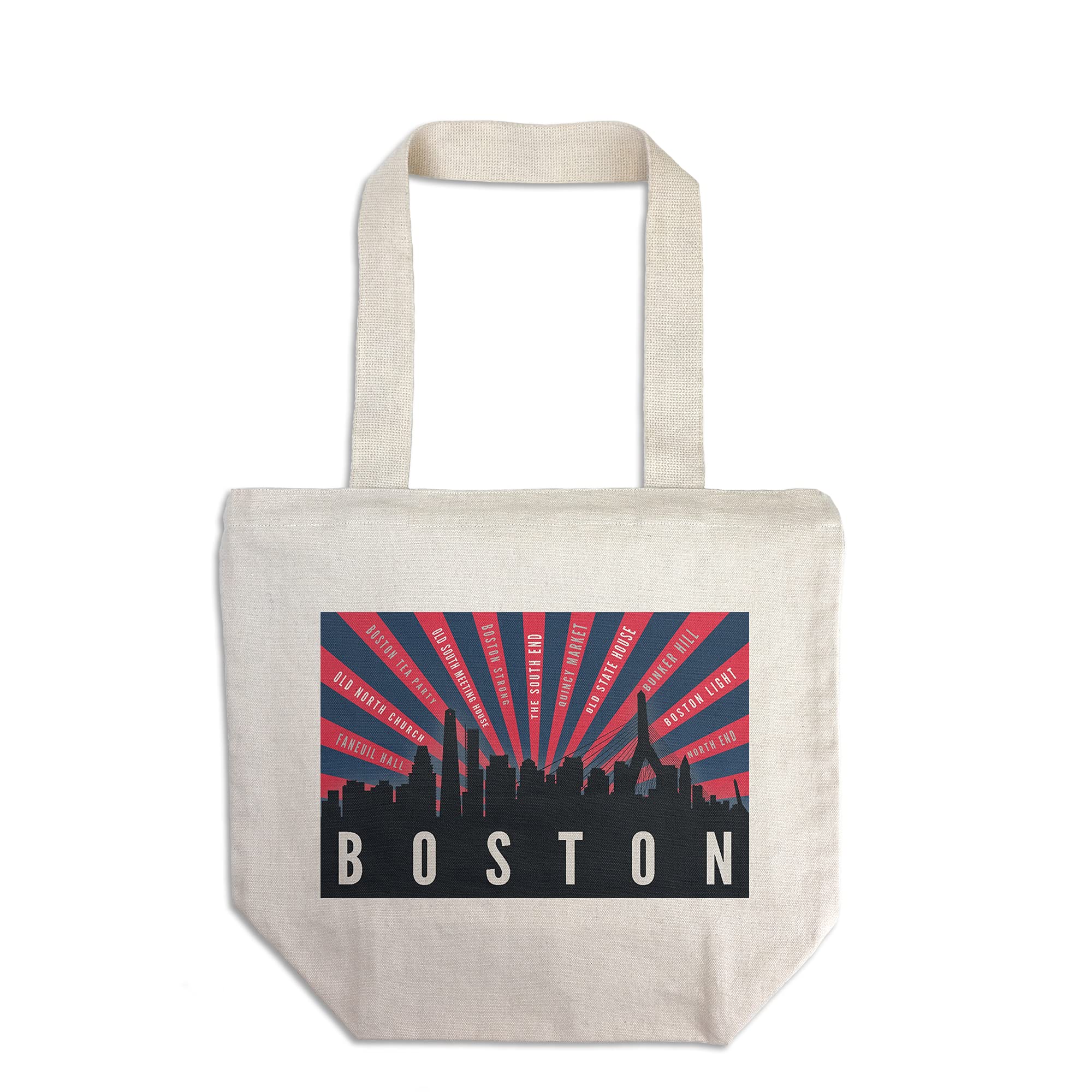 Lantern Press Boston Massachusetts Skyline Tote Bag - 100% Cotton Canvas Reusable Shopping Bag for Groceries, Beach & Travel