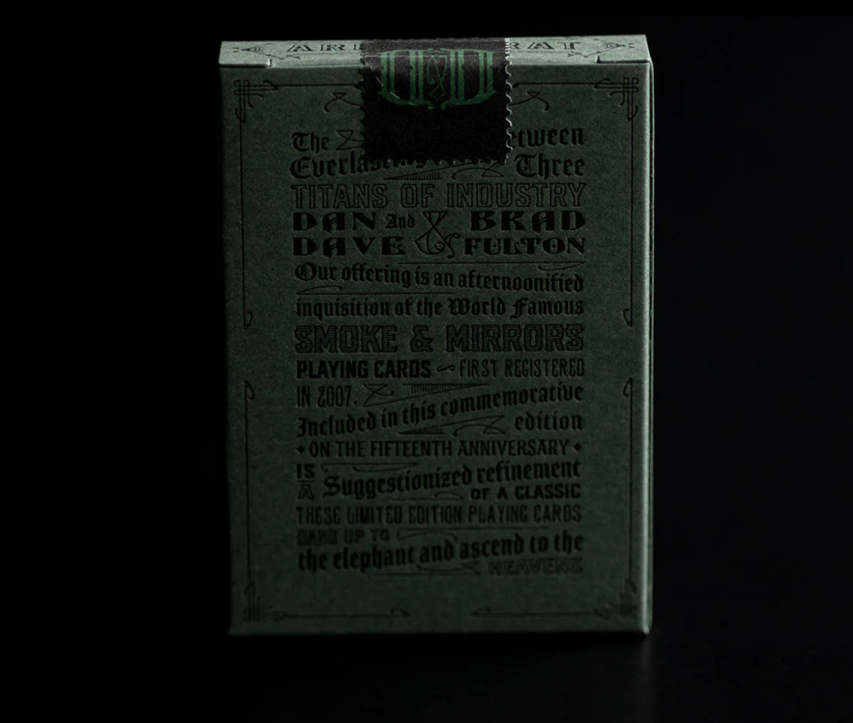 Smoke & Mirrors Green Anniversary Edition Playing Cards - Premium Collectible Deck for Magic Tricks, Cardistry & Poker Games - Perfect for Magicians, Card Players & Collectors