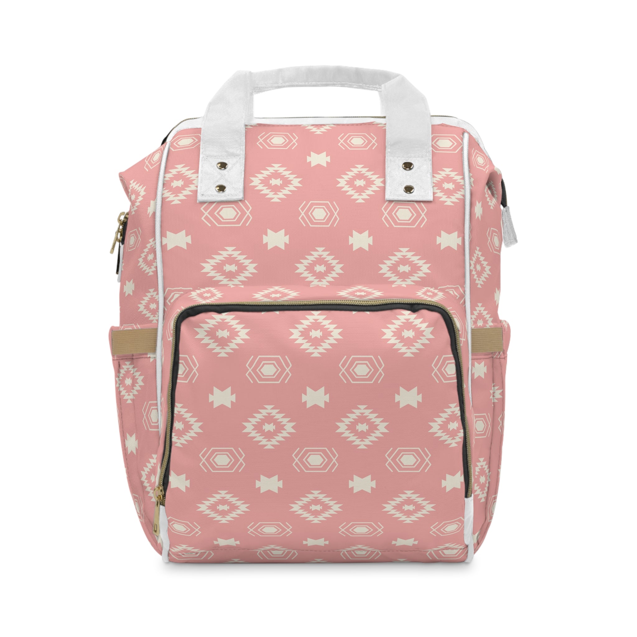 Stylish Pink Southwestern Diaper Backpack for Moms - Large Multifunctional Baby Bag with Insulated Bottle Pocket & Changing Pad - Perfect for Travel, Hospital Visits & Daily Parenting Essentials