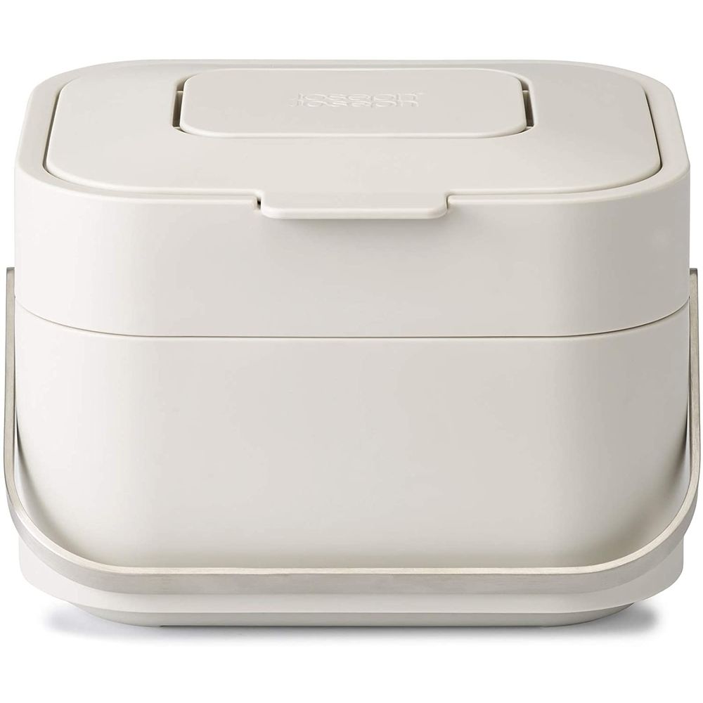 Joseph Joseph Stack 4L Kitchen Compost Bin - White | Odor-Free Food Waste Container for Eco-Friendly Composting | Perfect for Countertop, Sink, or Under Cabinet Use
