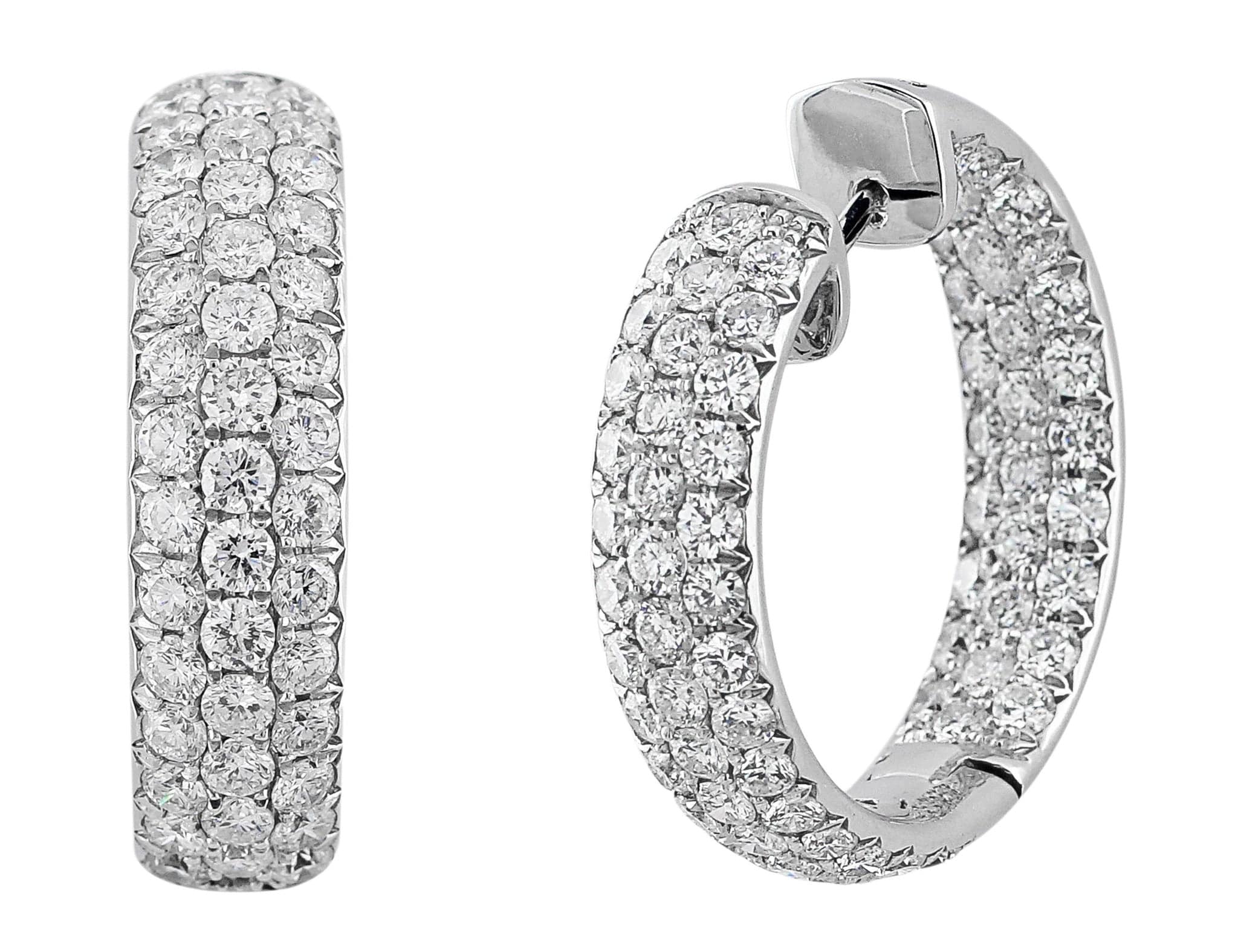 18K White Gold Pave Diamond Heart Hoop Earrings for Women - Elegant Valentine's Day Gift, Anniversary Jewelry & Romantic Date Night Accessories