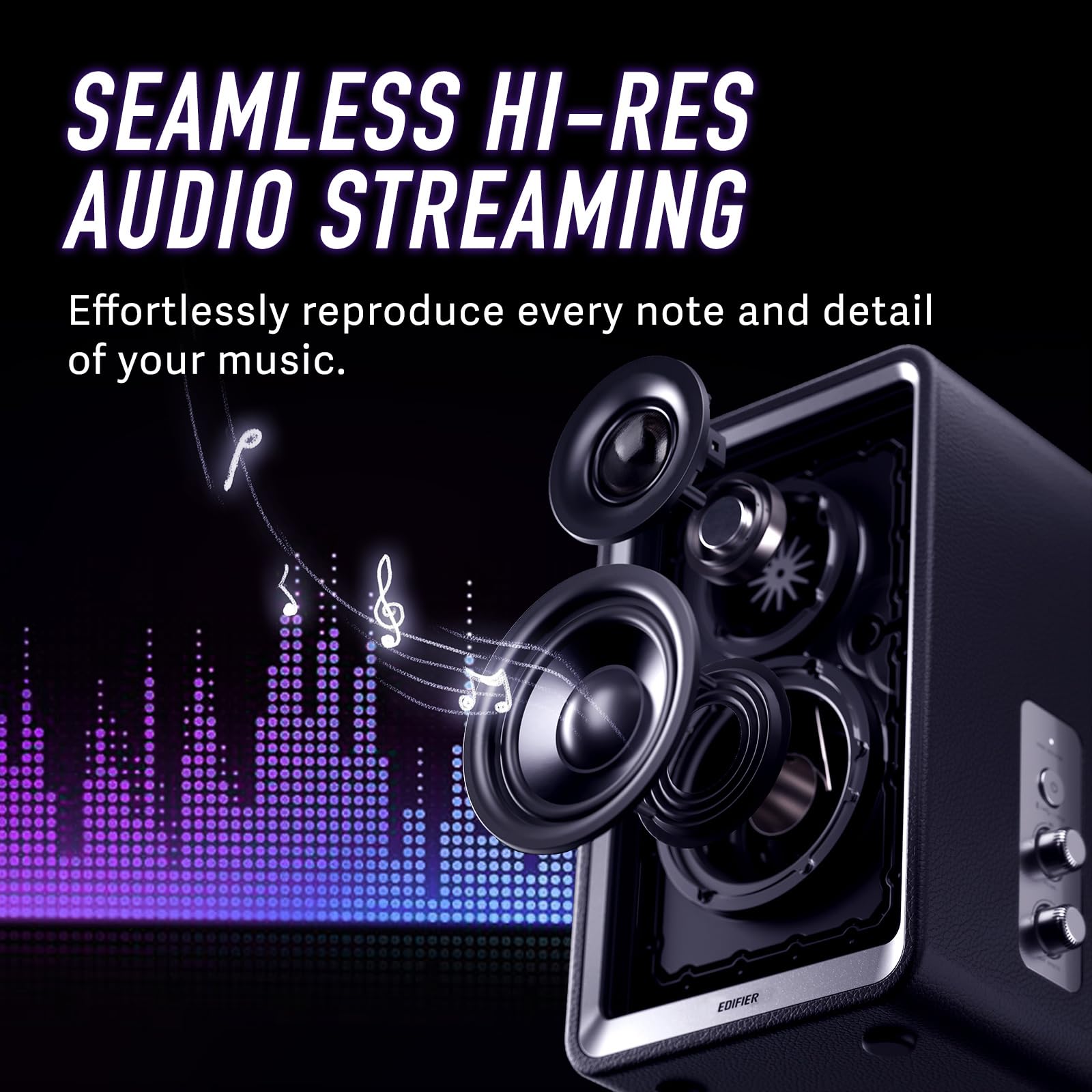 Edifier QR65 70W RMS Bluetooth Computer Speakers with Hi-Res 24bit Wireless Audio, Active Monitor Speakers with 65W GaN Fast Charger, Subwoofer Out & RGB Light Effects (Black) - Perfect for Gaming, Home Theater & Music Production Studios