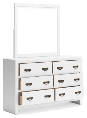 Binterglen Dresser with Mirror - Modern Wooden Dresser for Bedroom, Living Room & Nursery - Stylish Storage Solution for Clothes, Accessories & Home Decor