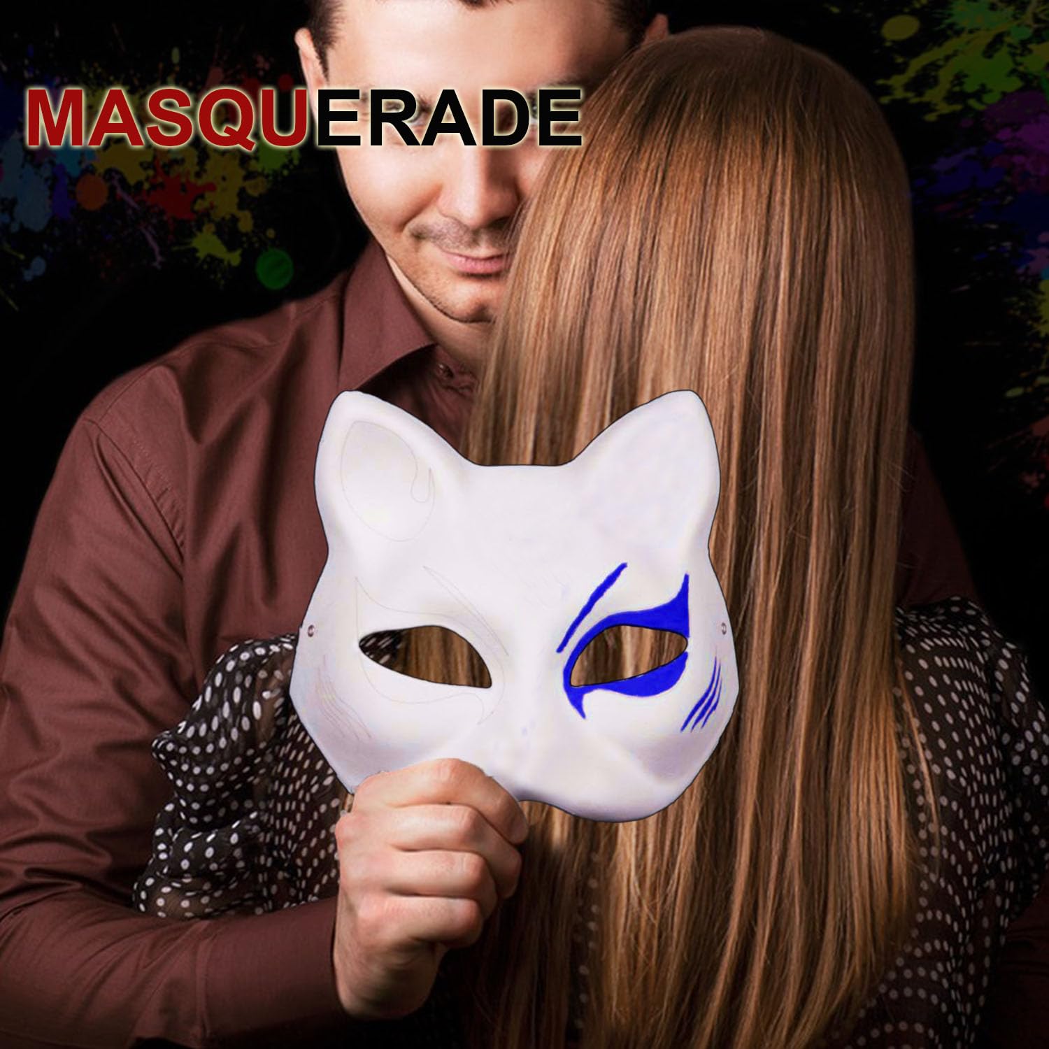 DIY Unpainted Cat Masquerade Mask - Blank Paper Mache Craft Mask for Painting - Perfect for Halloween Costumes, Cosplay, and Themed Parties