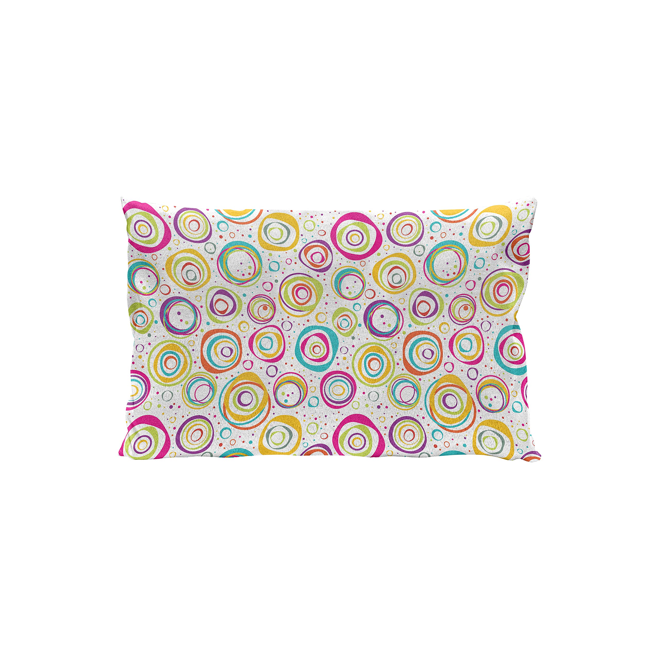 Ambesonne Geometric Throw Pillow Cover 26x16 Inches - Spirals & Dots Pattern Decorative Cushion Case for Sofa, Bed, Living Room - Multicolor Accent Pillow for Home Decor