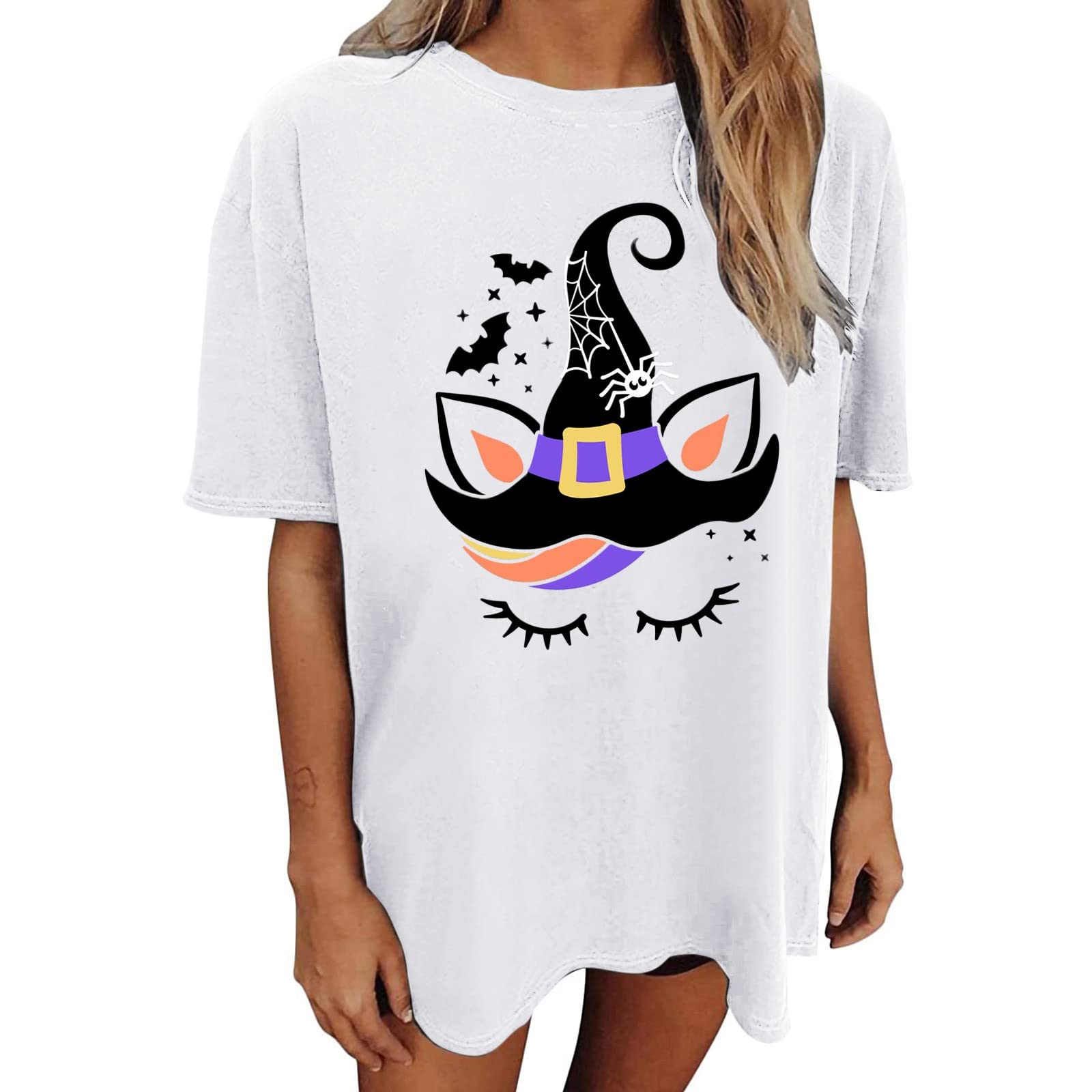 DGTVVR Women's Short Sleeve Crew Neck Skeleton Print T-Shirt - Summer Casual Quarter Length Sleeve Top for Women | Perfect for Streetwear, Parties, and Everyday Fashion