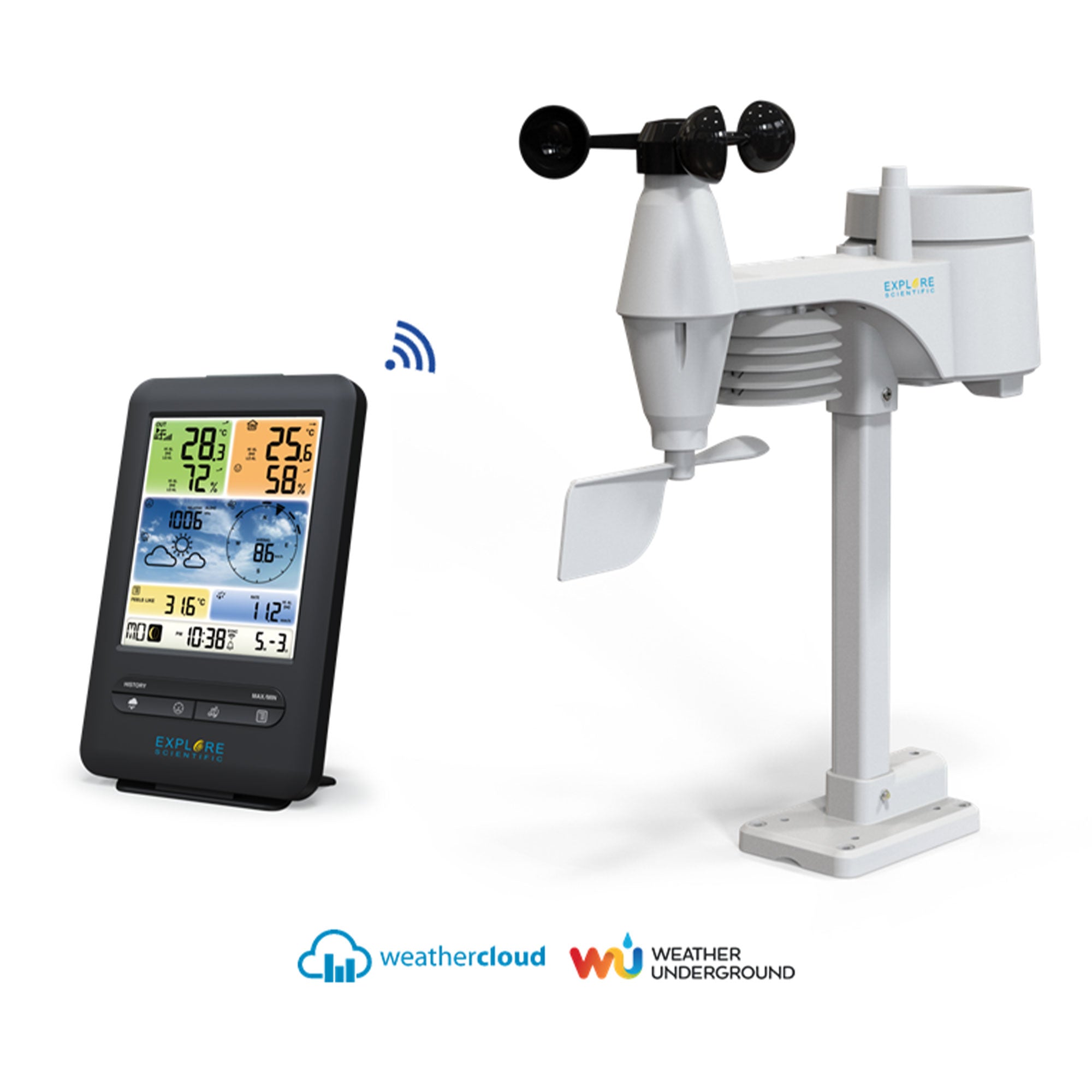 Explore Scientific 5-in-1 WiFi Professional Weather Station with Weather Underground - WSX1001 | Accurate Indoor/Outdoor Temperature, Humidity, Wind & Rain Monitoring for Home, Farm & Weather Enthusiasts
