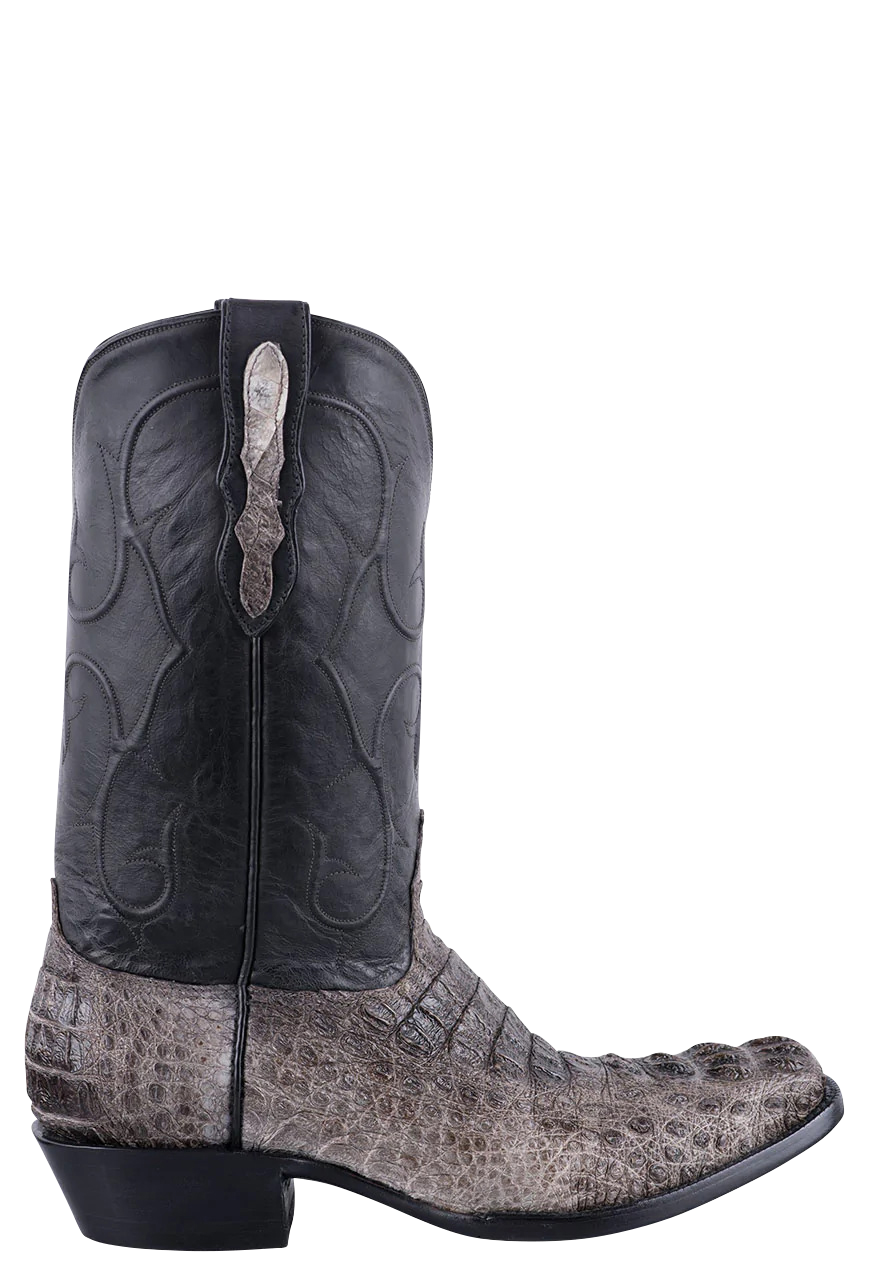 Premium Black Jack Caiman Hornback Cowboy Boots in Gray - Handcrafted Exotic Leather Western Boots for Men | Perfect for Rodeo, Country Music Festivals & Western Fashion