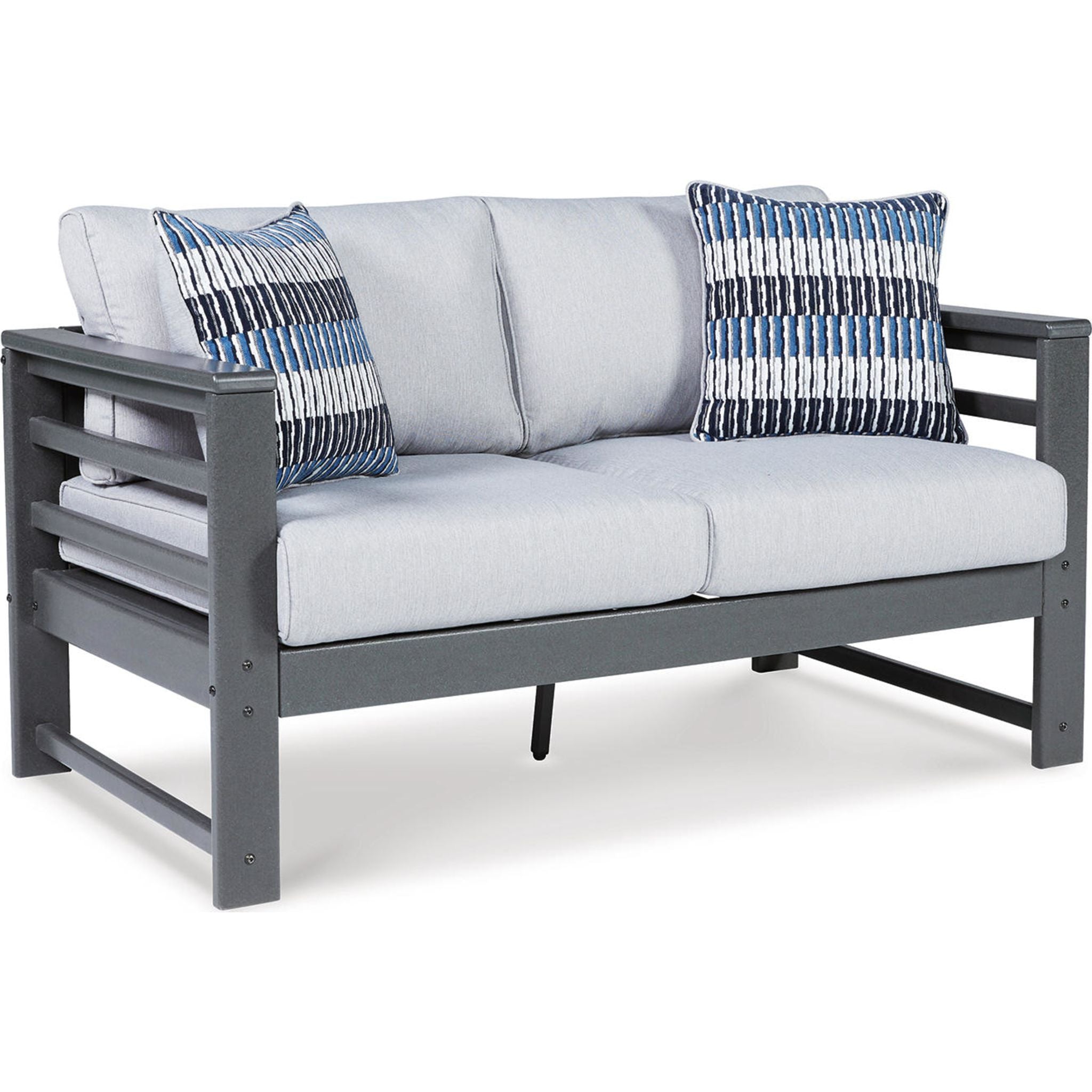 Amora 5-Piece Outdoor Patio Furniture Set - Charcoal Gray Sectional Sofa for Backyard, Poolside & Garden Relaxation