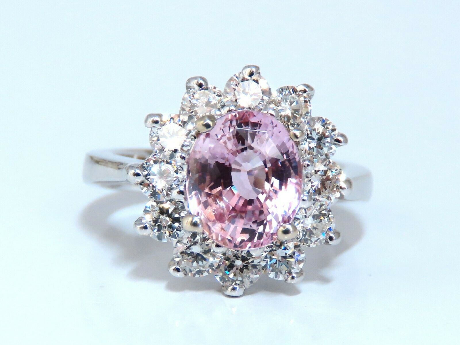 GIA Certified 3.58 Carat Natural Padparadscha Pink Sapphire and Diamond Engagement Ring - 14K White Gold Fine Jewelry for Wedding, Anniversary & Special Occasions