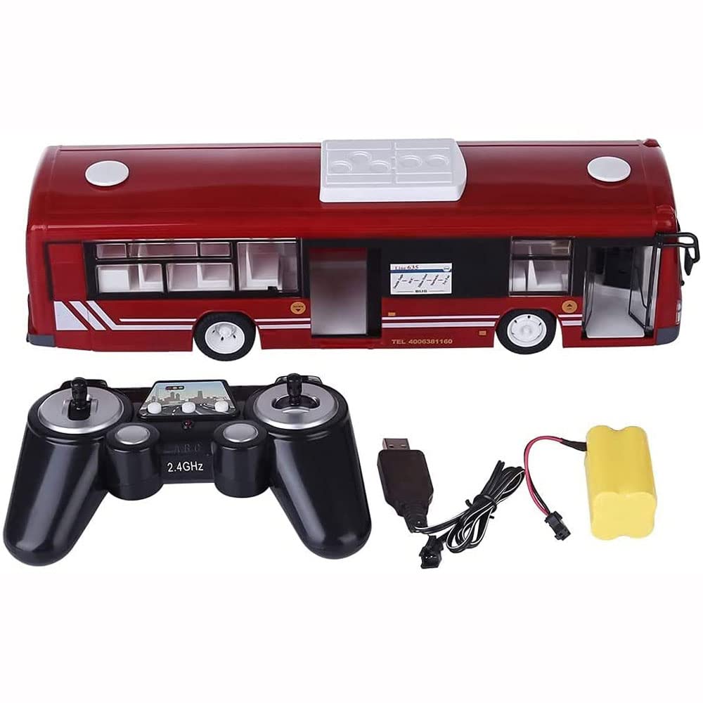 2.4G Electric RC Bus Toy - Simulation Remote Control Vehicle with Lights & Sounds, One-Key Open Function - Perfect Birthday Gift for Kids (Boys & Girls) - Great for Indoor Play, Birthday Parties & STEM Learning