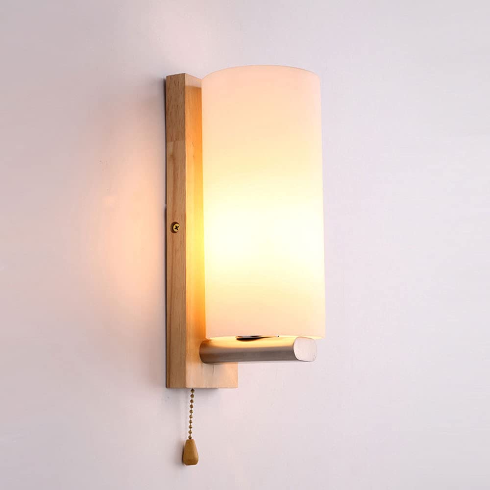 Modern E27 Wall Lantern - Solid Wood Wall Mounted Sconce for Living Room, Bedroom & Hallway Lighting | Japanese Style Bedside Lamp & Restaurant Wall Fixture | Perfect for Ambient, Accent & Decorative Lighting
