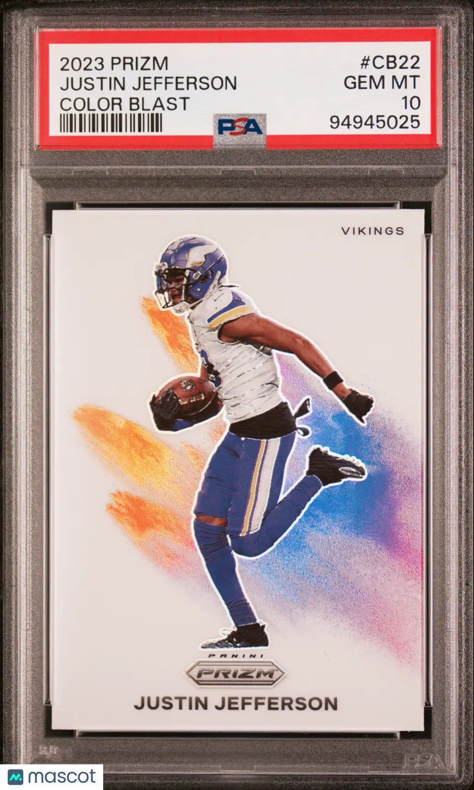 2023 Panini Prizm Color Blast Justin Jefferson PSA 10 #CB22 - Rare Football Trading Card for Collectors & Investors - Perfect for Display, Gifts & Sports Memorabilia Collections