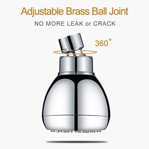High Pressure Shower Head 3 Inch - 2.5 GPM Adjustable Brass Ball Joint Showerhead with Air Bubble Technology - Powerful High Flow for Bath, Spa & Relaxation - 2 Pack for Home & Hotel Use
