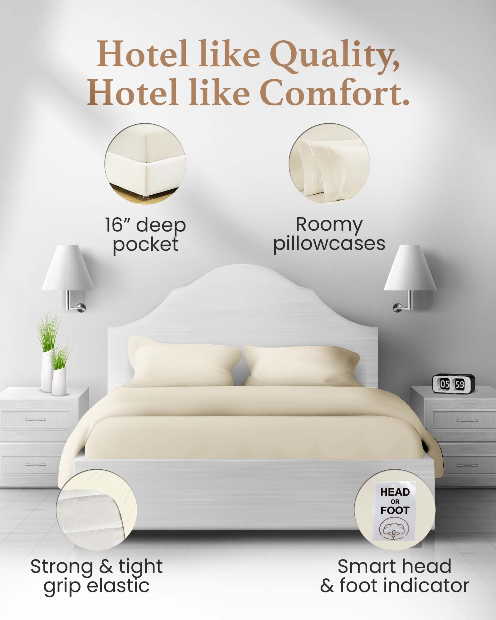 1000 Thread Count 100% Egyptian Cotton Twin XL Sheets Set - 4 Piece Luxury Bedding with 16