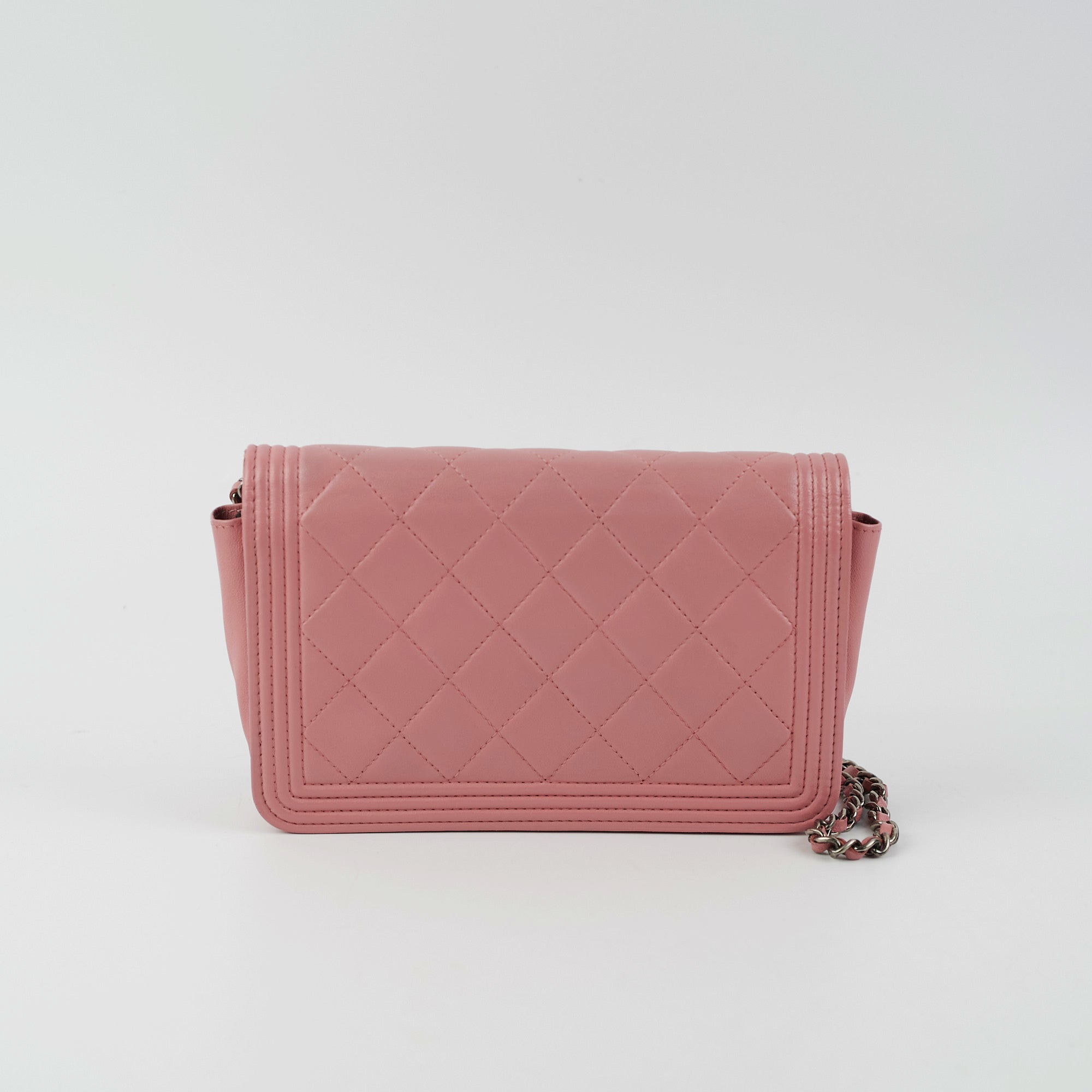 Chanel Boy Wallet On Chain WOC Lambskin Leather Crossbody Bag in Pink - Perfect for Date Night & Evening Events
