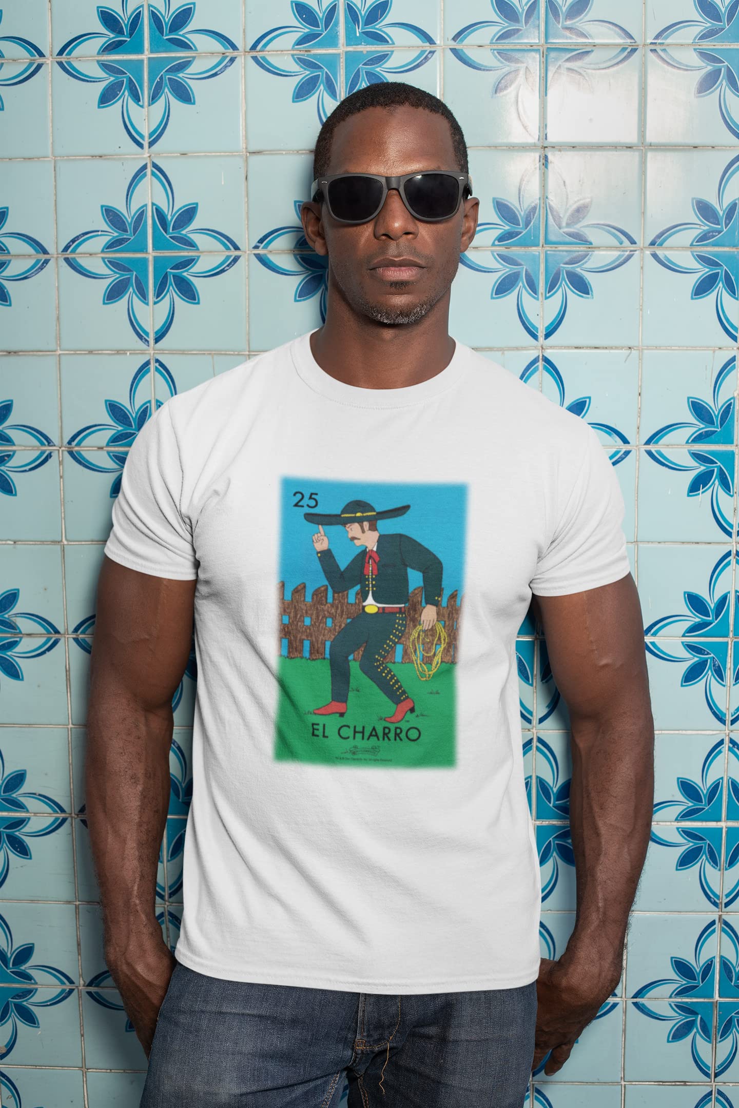 Pop Threads El Charro Cowboy Loteria Card Mexican Graphic T-Shirt for Men - Vintage Latino Style Cotton Tee - Perfect for Cinco de Mayo, Hispanic Heritage Month & Casual Wear