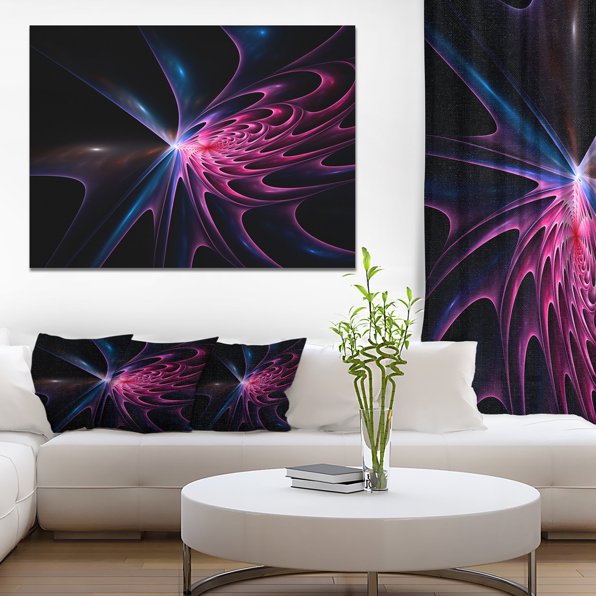 Blue Fractal Light Abstract Canvas Art Print - Modern Wall Decor for Living Room, Bedroom & Office