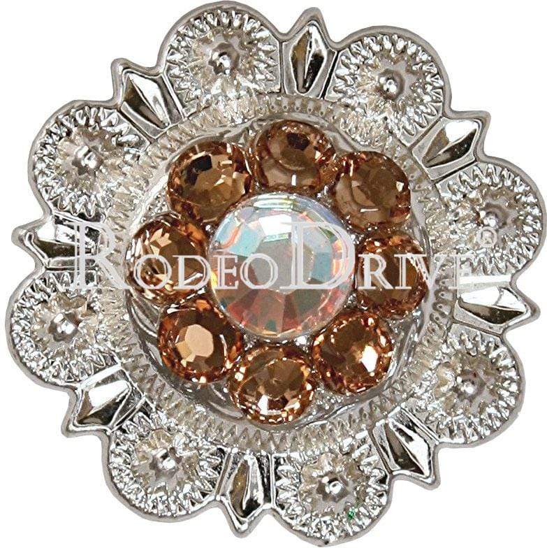 Champagne & AB Bright Silver 1 European Crystal Concho - Western Belt Buckle for Cowboy Boots & Country Outfits - Perfect for Rodeo, Line Dancing & Western Fashion Accessories
