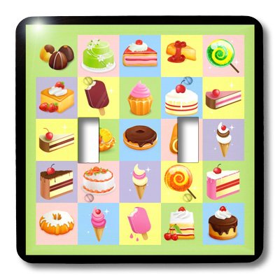 3D Rose Cakes and Ice Cream Treats Double Toggle Switch - Decorative Wall Plate for Kitchen, Bedroom, or Office (Style: lsp_23483_2) - Perfect for Home Decor and DIY Projects