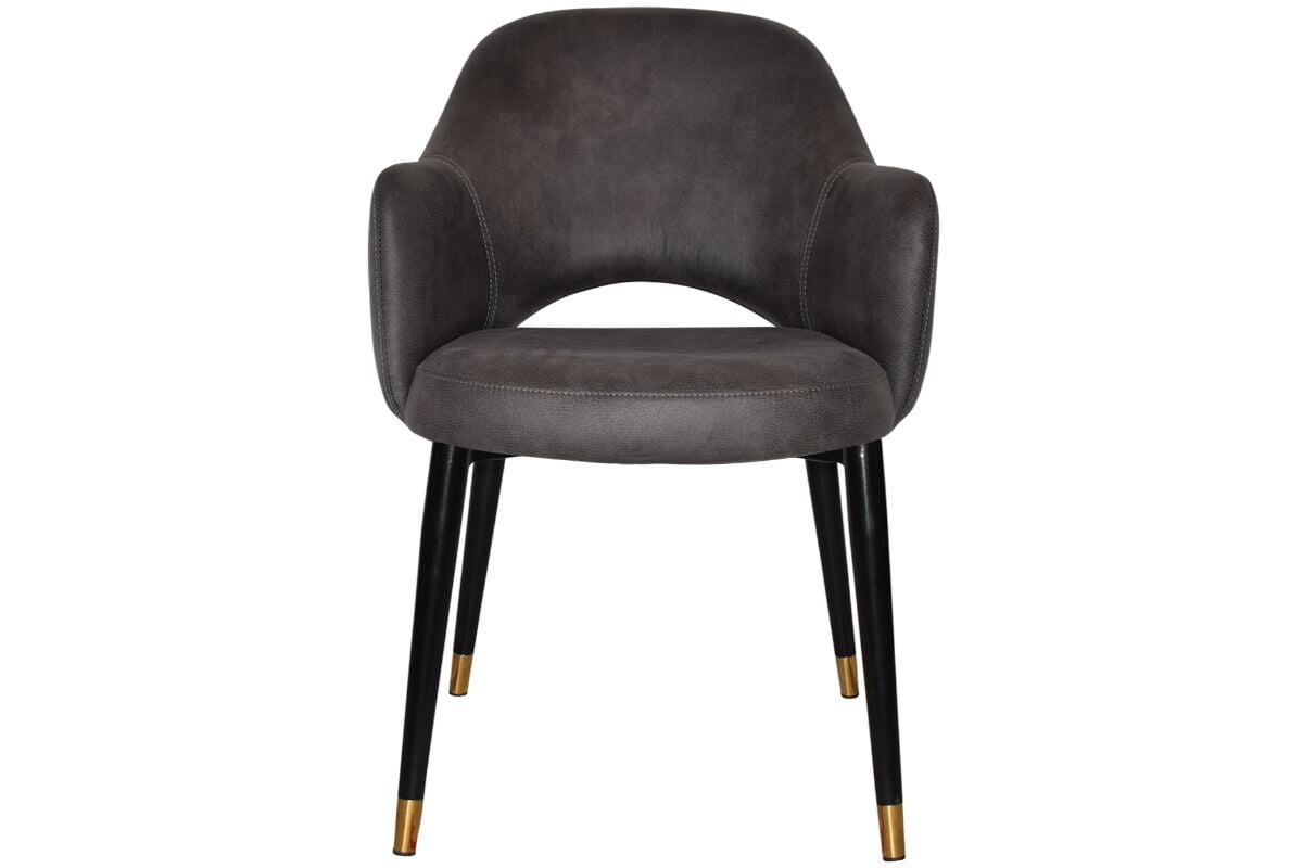 EZ Hospitality Cairo Indoor Armchair with Metal Base - Slim Black Brass 4-Leg Design for Living Room, Office or Dining Room Decor