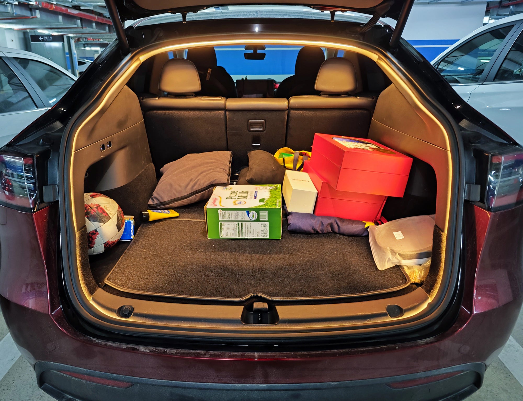 3K Warm White 360° Trunk Illumination LED Light Strip with Switch for Tesla Model Y - Perfect for Nighttime Cargo Access & Interior Ambience
