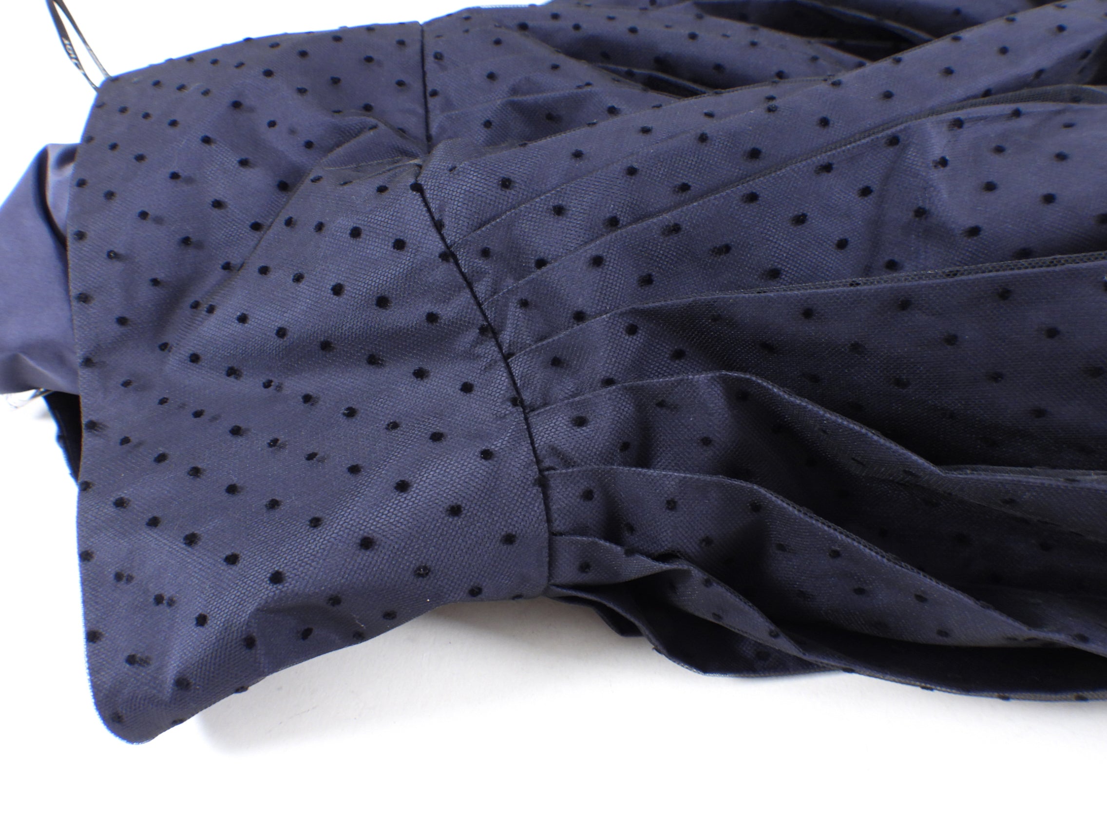 Christian Dior Midnight Navy Tulle Swiss Dot Pleated Skirt - Size 30 Waist | Elegant Evening Wear for Parties & Special Occasions