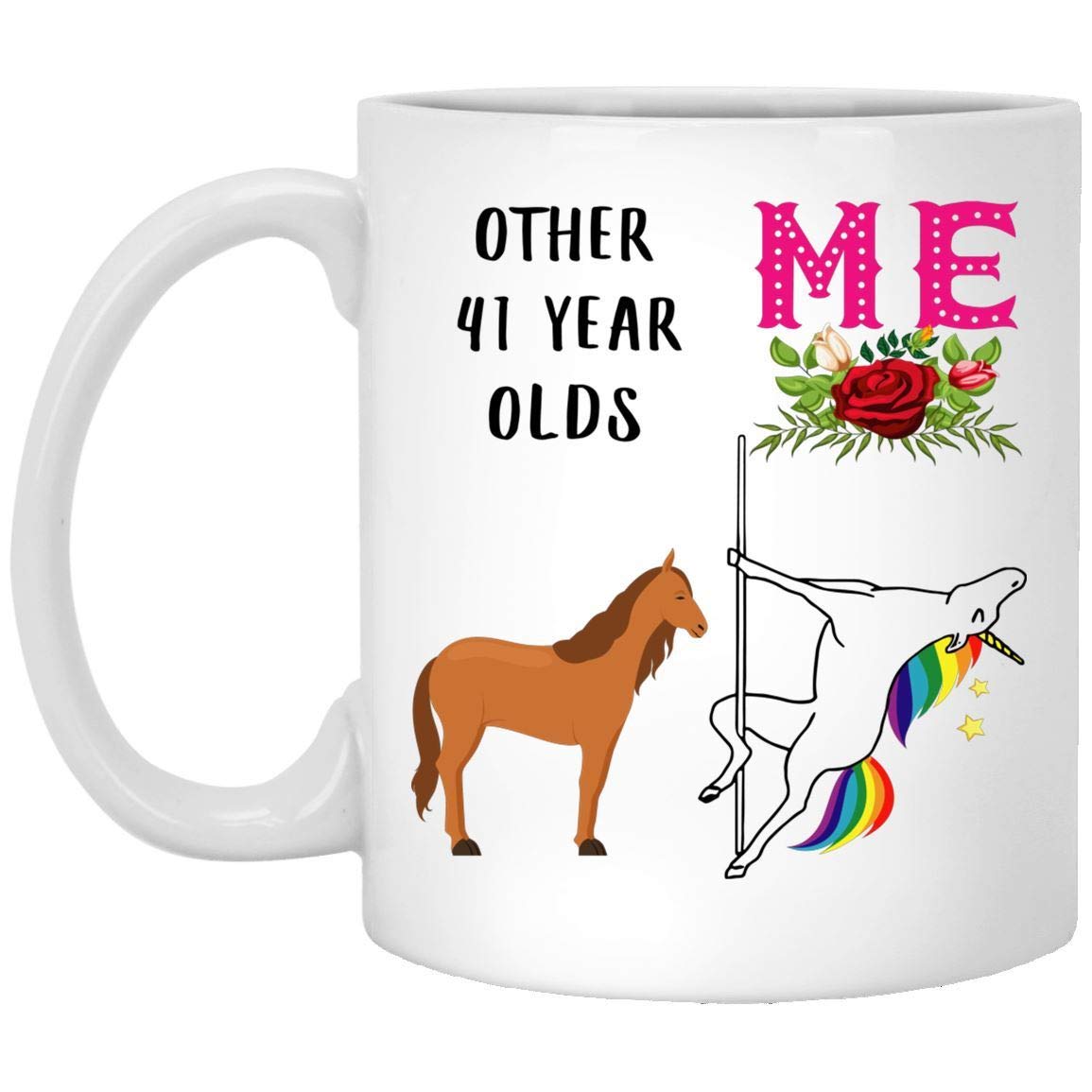 Funny Unicorn 41st Birthday Gifts for Women - 11oz White Coffee Mug - Perfect 41 Year Old Gift for Christmas 2024, Office Use & Home Decor