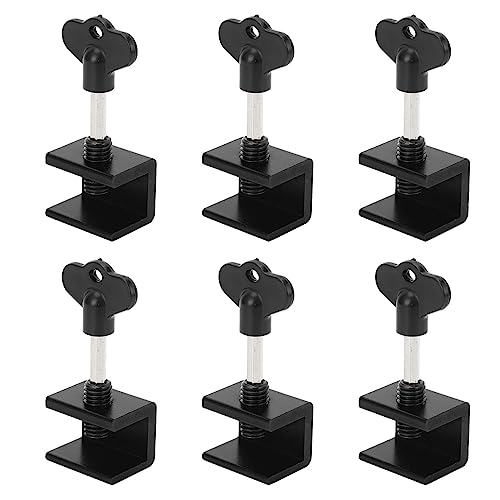 6-Pack Black Aluminum Alloy Window Locks for Sliding Doors & Windows - Secure Vertical/Horizontal Sliding Window Stoppers for Home Security (Ideal for Bedrooms, Living Rooms & Patio Doors)