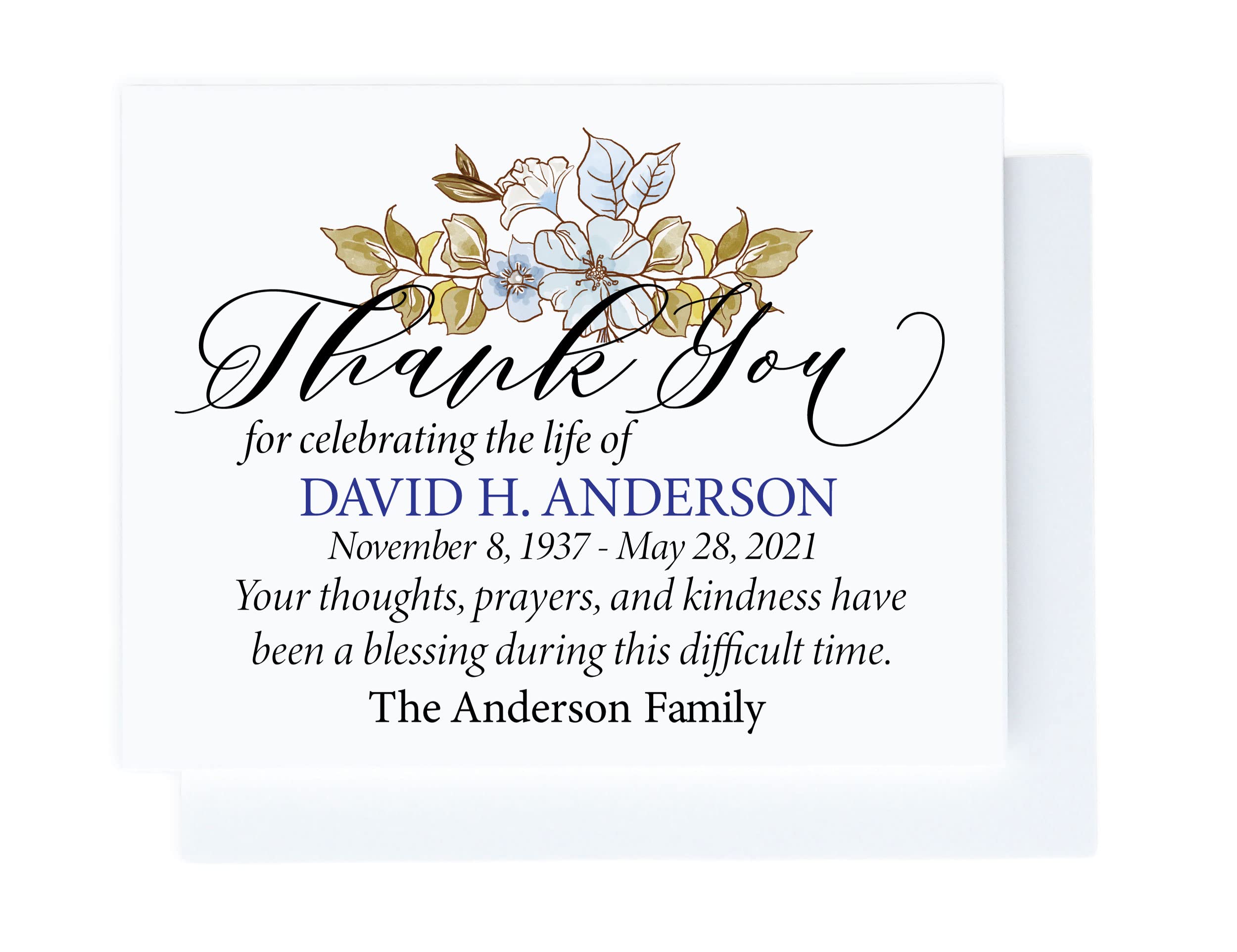 Personalized Memorial Thank You Cards with Envelopes - A2 Folded Sympathy Cards in White or Ivory Linen Cardstock - Funeral Appreciation Notes for Bereavement & Celebration of Life - Perfect for Sending Condolences & Gratitude After Memorial Services
