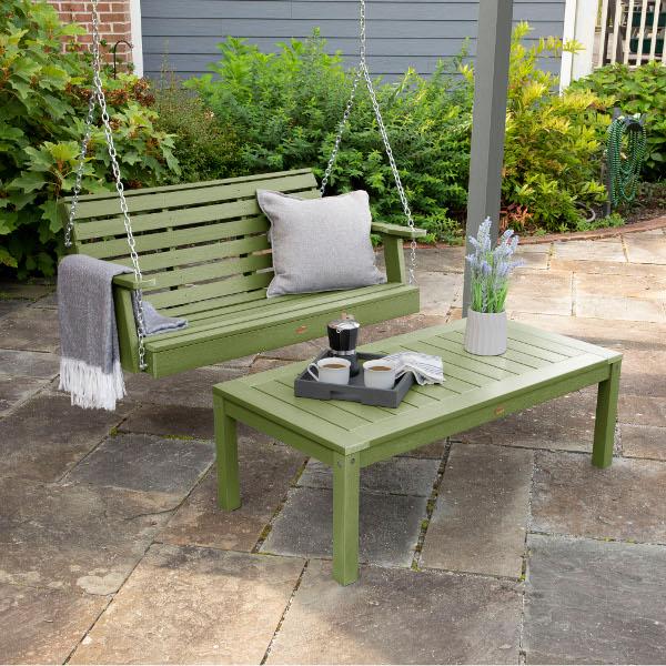 Weatherly 4ft Swing and Coffee Table - Outdoor Patio Furniture for Relaxing & Entertaining - Perfect for Backyard, Garden, and Poolside Lounging
