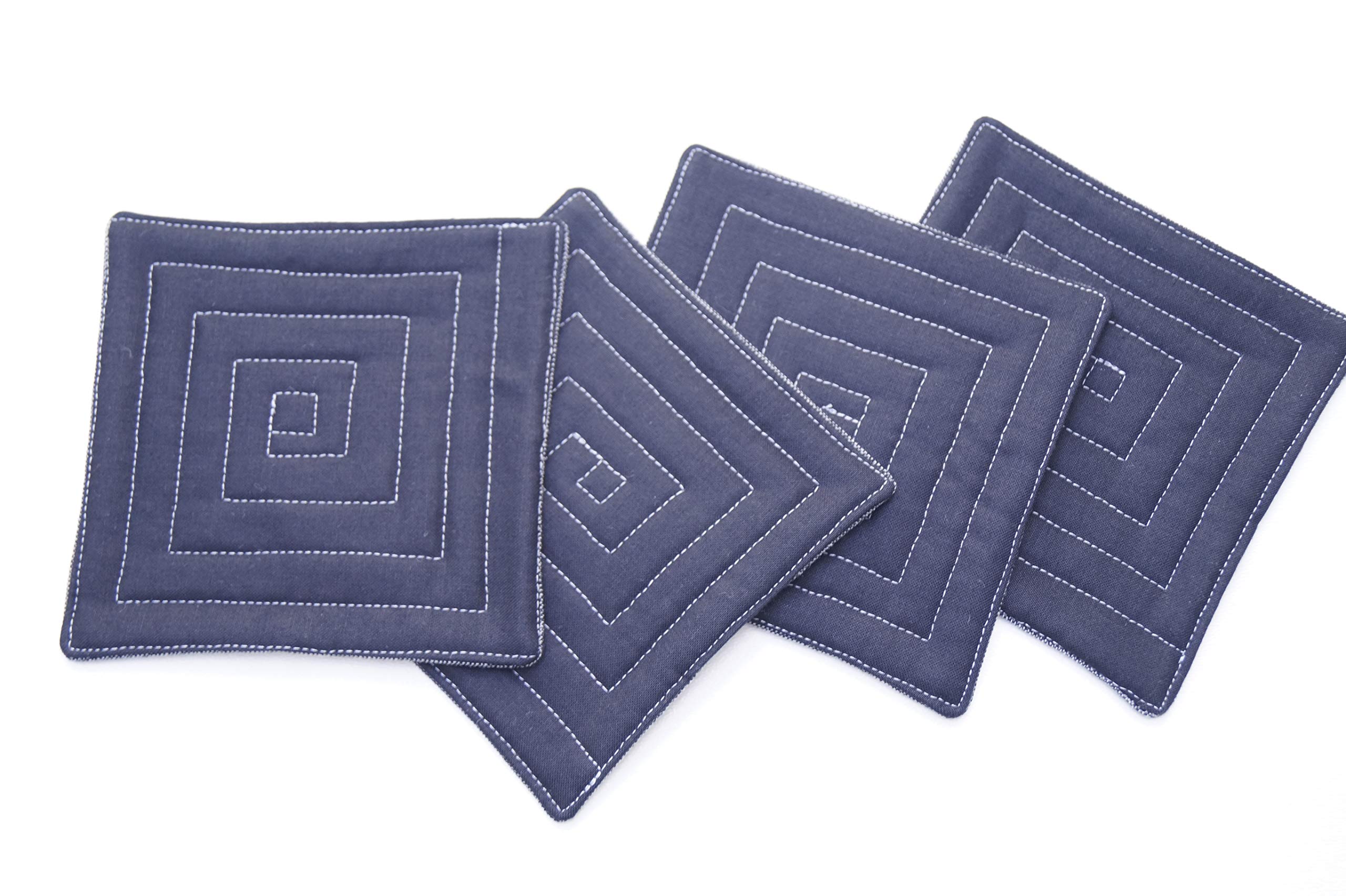 Premium Charcoal Grey Linen Fabric Coasters Set of 4 - Absorbent & Durable Drink Coasters for Dining Table, Coffee Table, and Home Decor