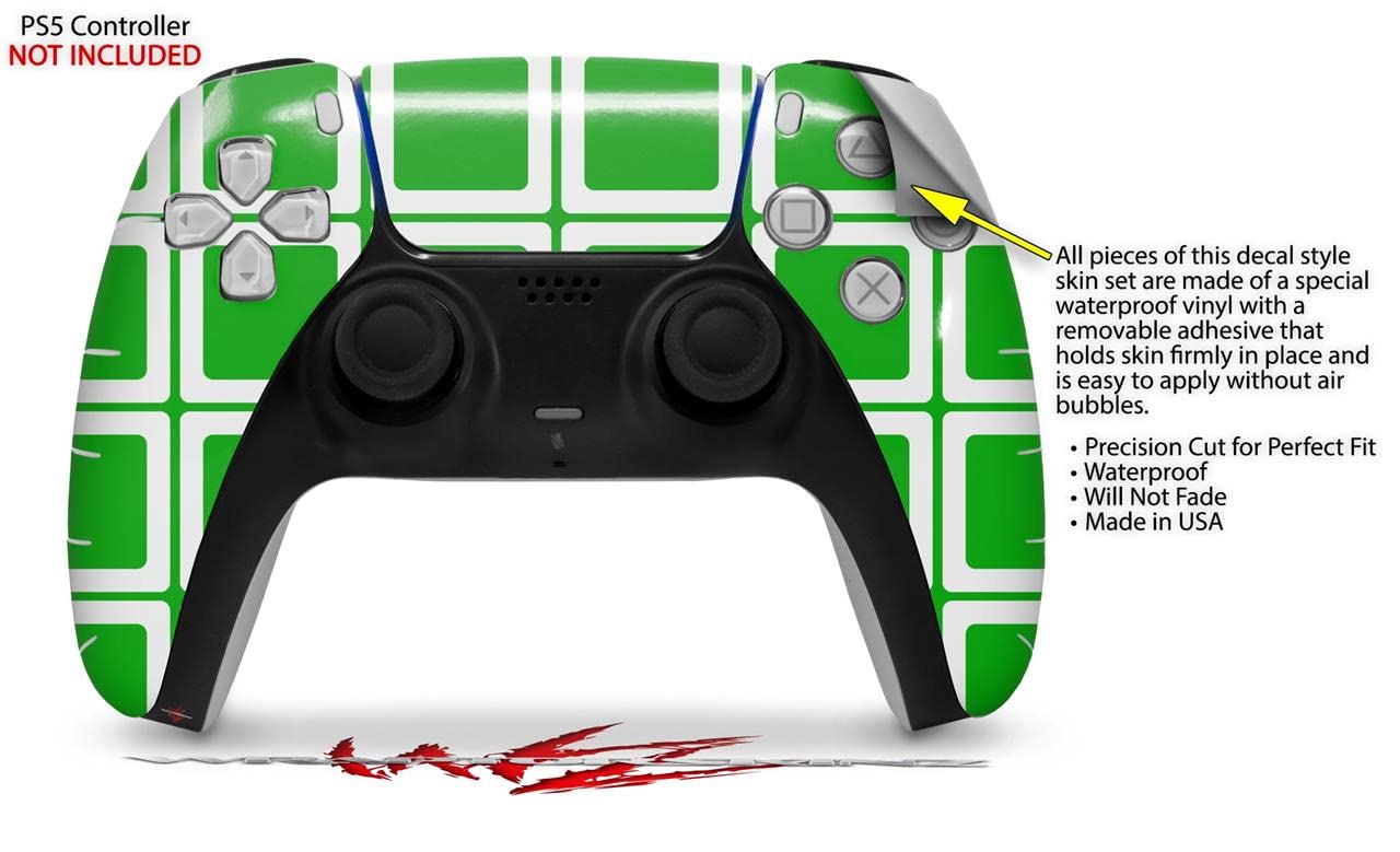 PS5 DualSense Controller Skin Wrap - Squared Green for Gaming Protection