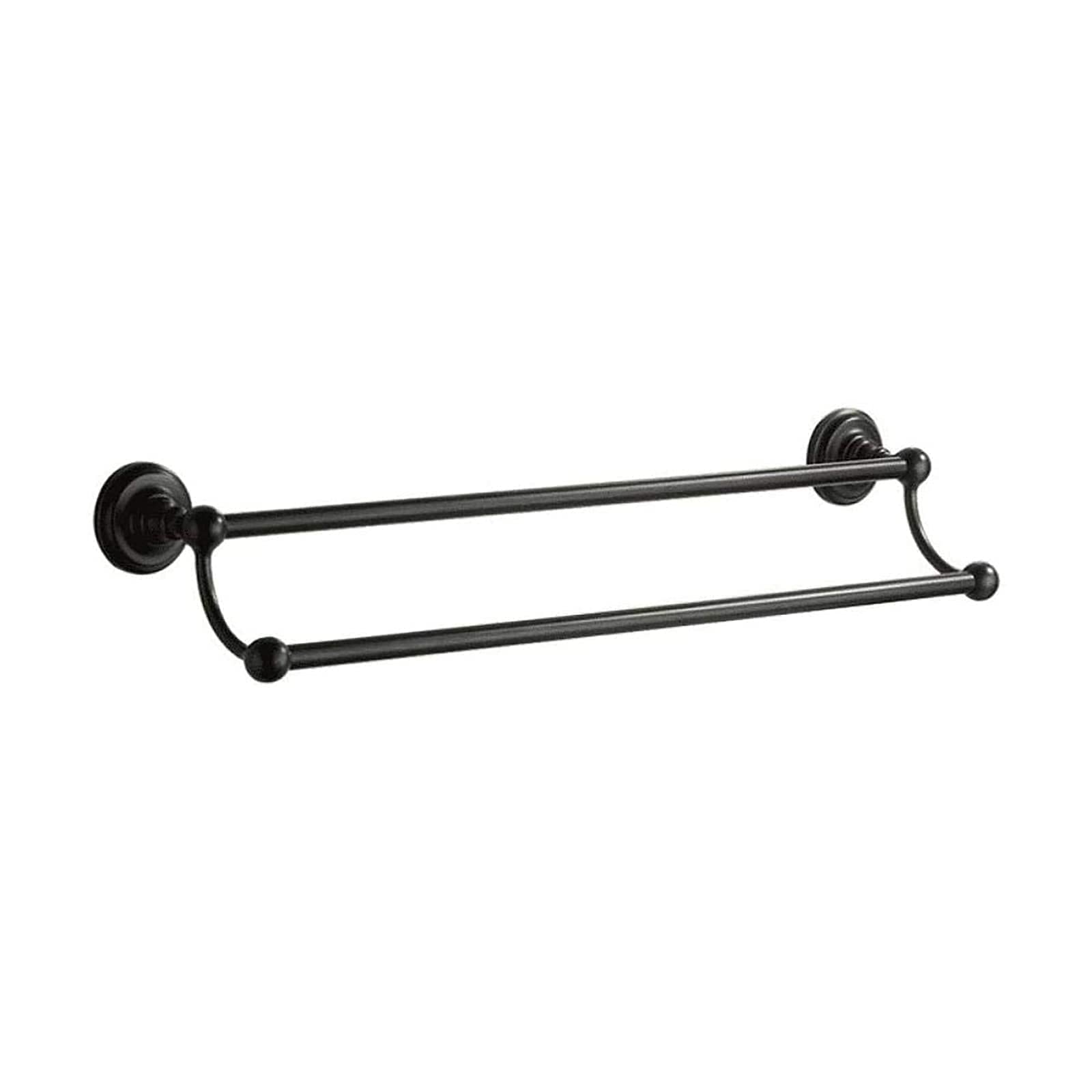 Black Double Pole Wall Mounted Bath Towel Rack Holder - Bathroom Towel Hanger for Home & Spa - Durable Bathroom Accessories for Showers, Vanities & Luxury Hotels