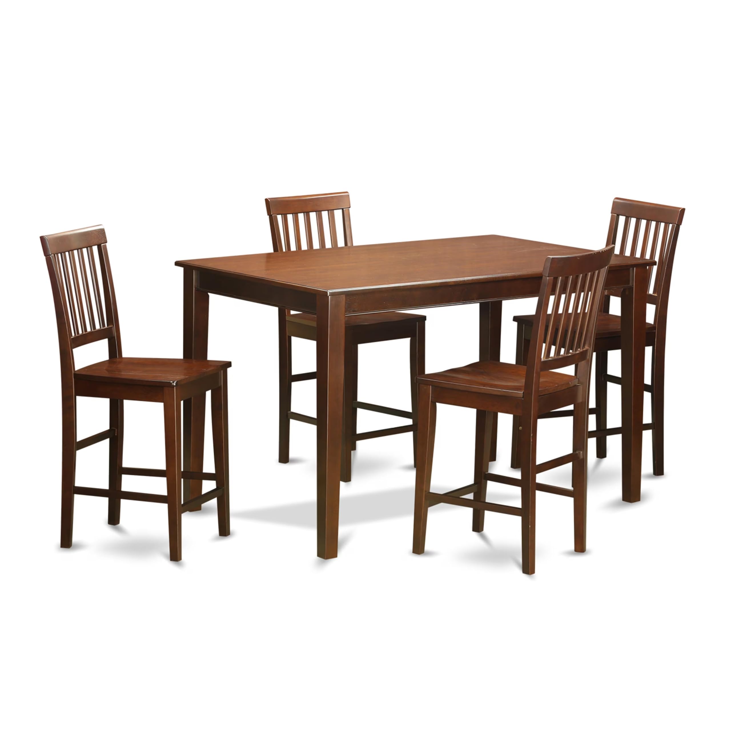 East West Furniture 5-Piece Kitchen Counter Set - 36x60 Inch Rectangle Dining Table & 4 Chairs, Mahogany Finish - Perfect for Small Spaces, Breakfast Nooks & Cozy Dining Areas