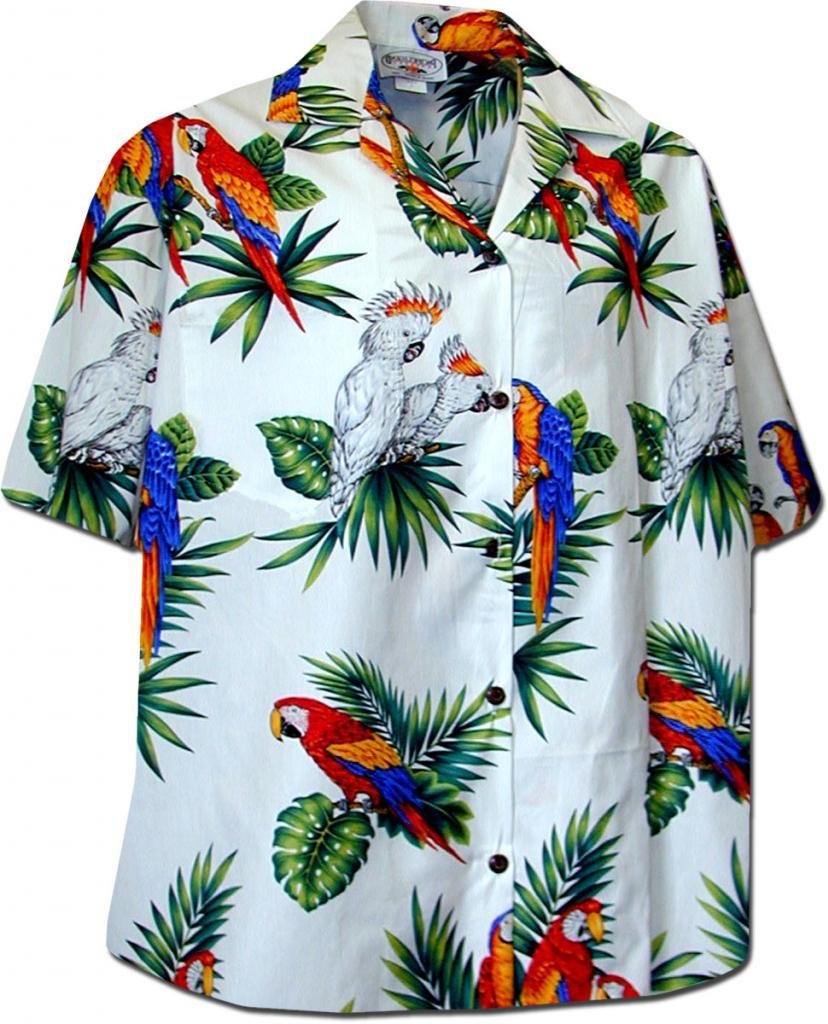 Stylish Jungle Parrot Hawaiian Shirts for Women - Tropical Floral Print Vacation Shirt - Perfect for Beach, Luau, Summer Party & Casual Wear