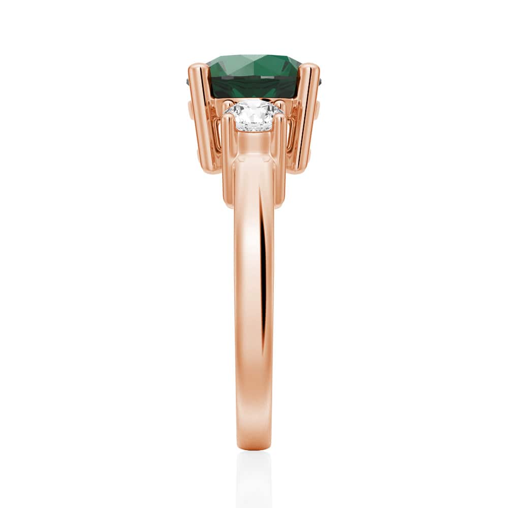 1.5 CT Classic Three Stone Emerald & White Sapphire Ring for Women - Elegant Wedding, Engagement & Anniversary Jewelry Gift