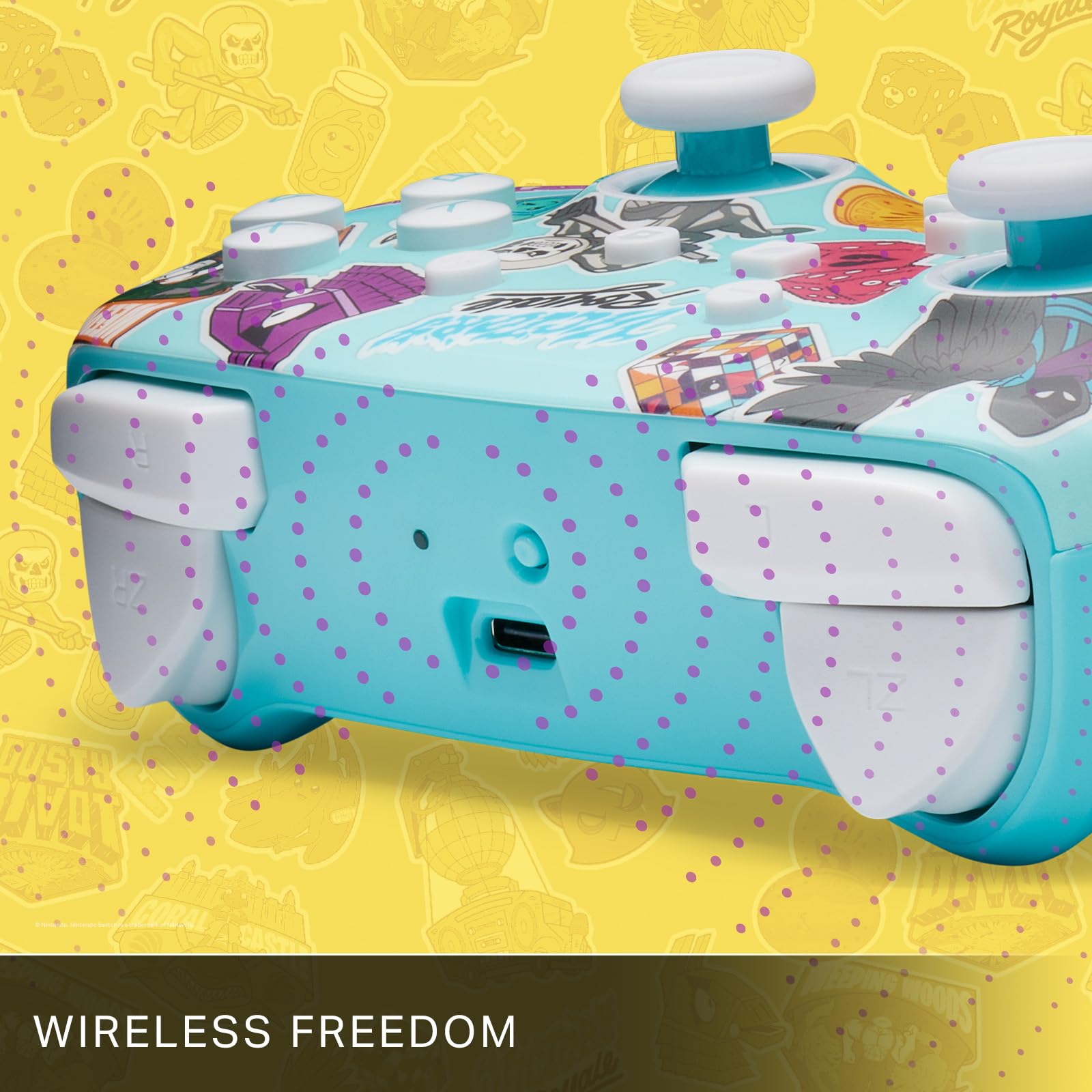 PowerA Enhanced Wireless Controller for Nintendo Switch - Officially Licensed Bluetooth Gamepad with Fortnite Sticker Mania Design (Compatible with Switch OLED & Lite) | Bonus Virtual Item Included | Perfect for Gaming, Multiplayer & Fortnite Battles
