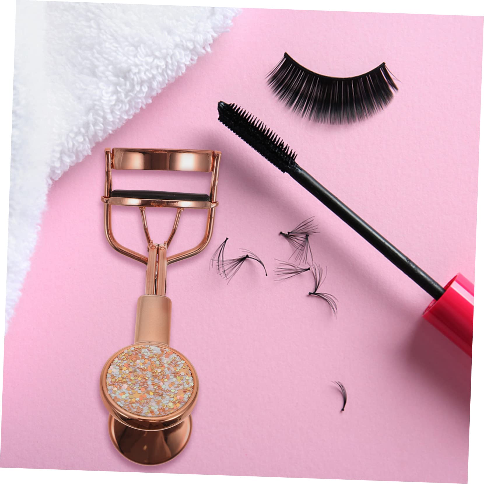 Minkissy Long Lasting Eyelash Curler with Glitter Design - Portable Lash Styling Tool for Beautiful Eyes | Perfect for Travel, Home & Professional Makeup Kits