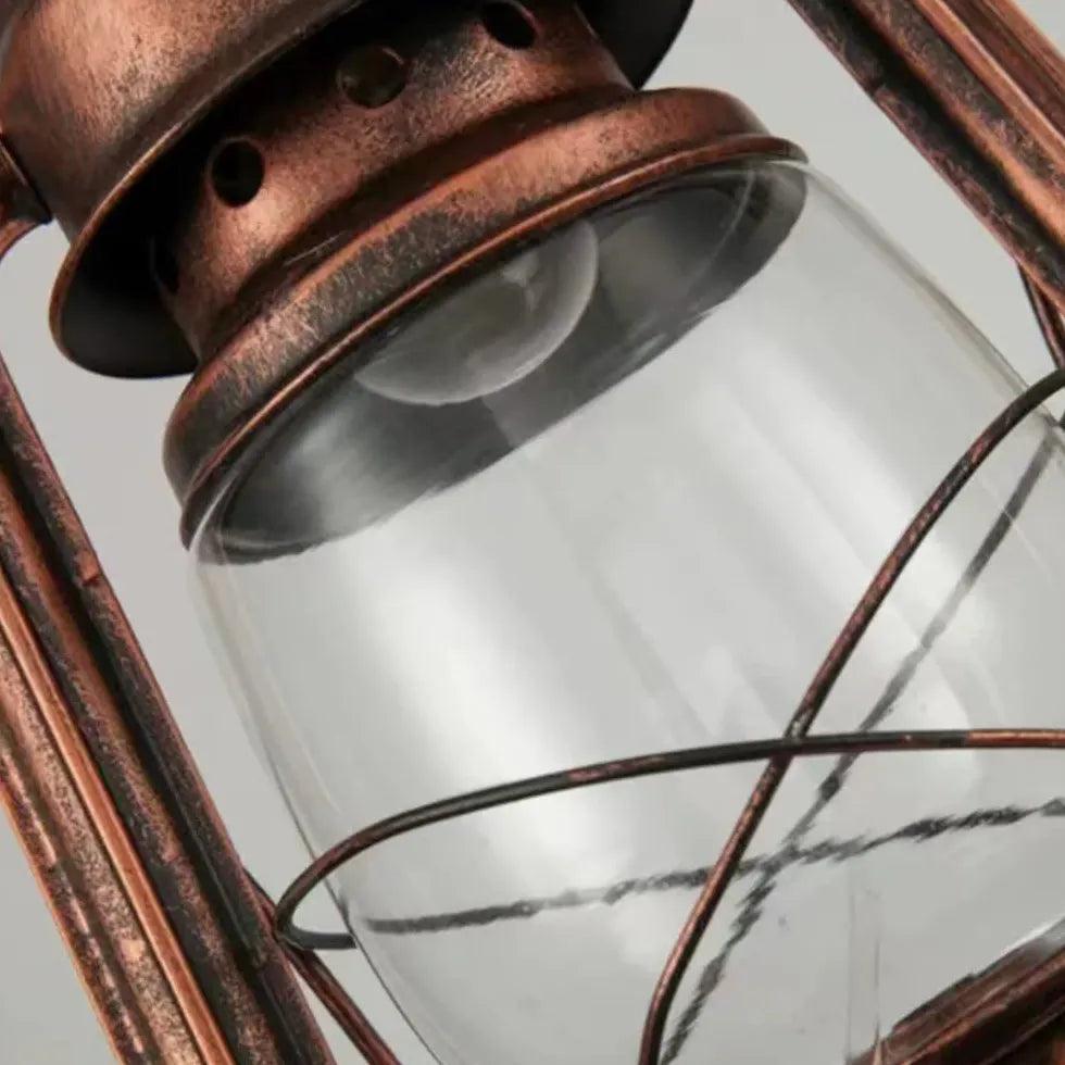 Industrial Dual Lantern Glass Pendant Light - Vintage Style Hanging Fixture for Kitchen Island, Dining Room, or Entryway Lighting