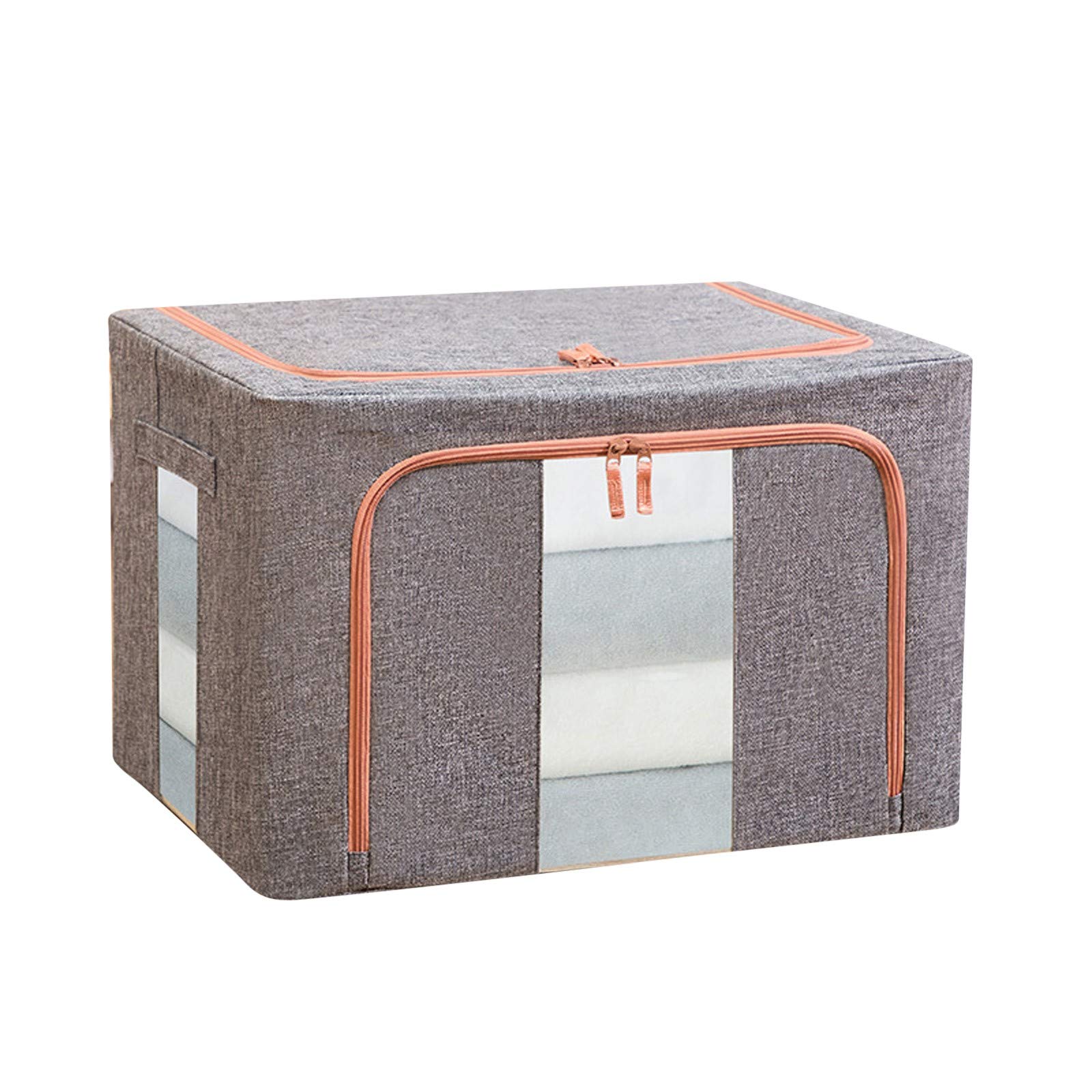 Stackable Storage Bins with Lids - 6 Pack Gray Storage Cubes & Reusable Organizer Baskets for Blankets, Clothes, Toys & Comforters | Space-Saving Home Organization Solution for Closet, Nursery & Laundry Room
