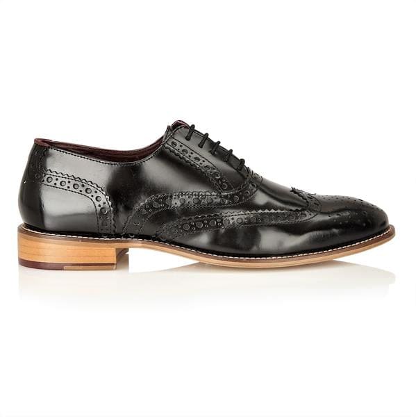 Premium Black Polished London Brogue Gatsby Men's Dress Shoes - Classic Formal & Business Attire for Weddings, Office & Special Occasions