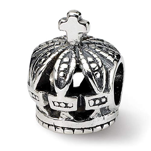 Prerogatives Sterling Silver Crown Bead Charm - Perfect for Jewelry Making, Bracelets & Necklaces | DIY Crafting & Fashion Accessories