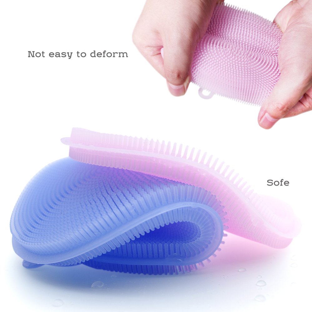Eco-Friendly Silicone Dish Sponge Set - 5pcs Non-Scratch Kitchen Cleaning Sponges, Reusable Dish Washing Brush Alternative for Gentle Cleaning - Perfect for Daily Dishwashing, Pots, Pans & Delicate Cookware