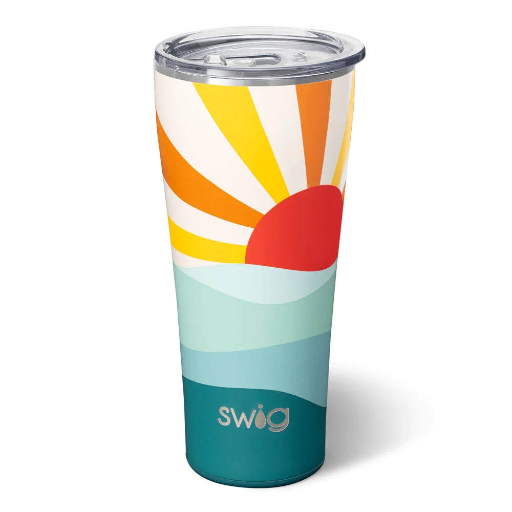 Sun Dance 32oz Stainless Steel Tumbler with Lid & Straw - Insulated Double Wall Vacuum Cup for Hot & Cold Drinks - Perfect for Travel, Office, Gym & Outdoor Activities