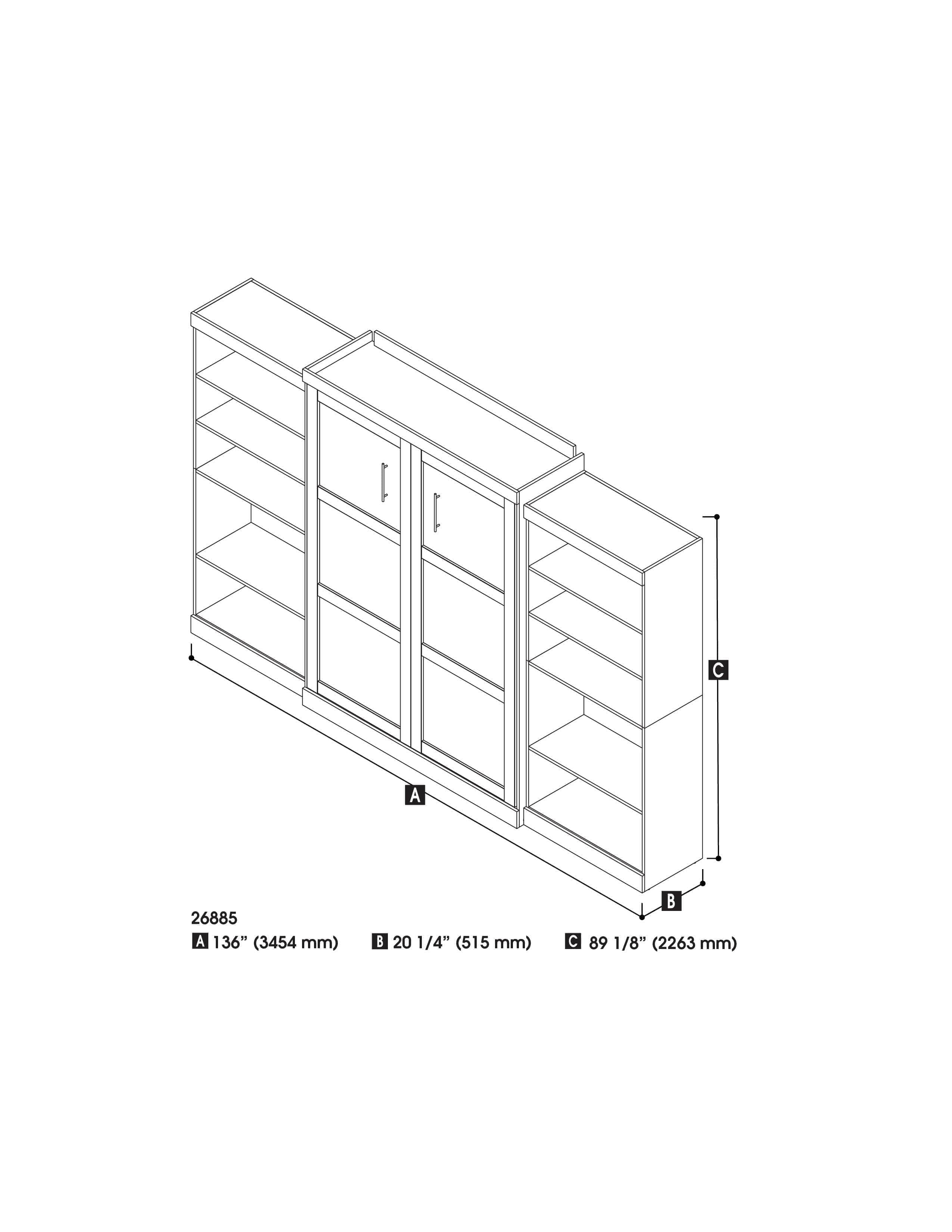 Pur Queen Murphy Wall Bed with 2 Storage Units - 136