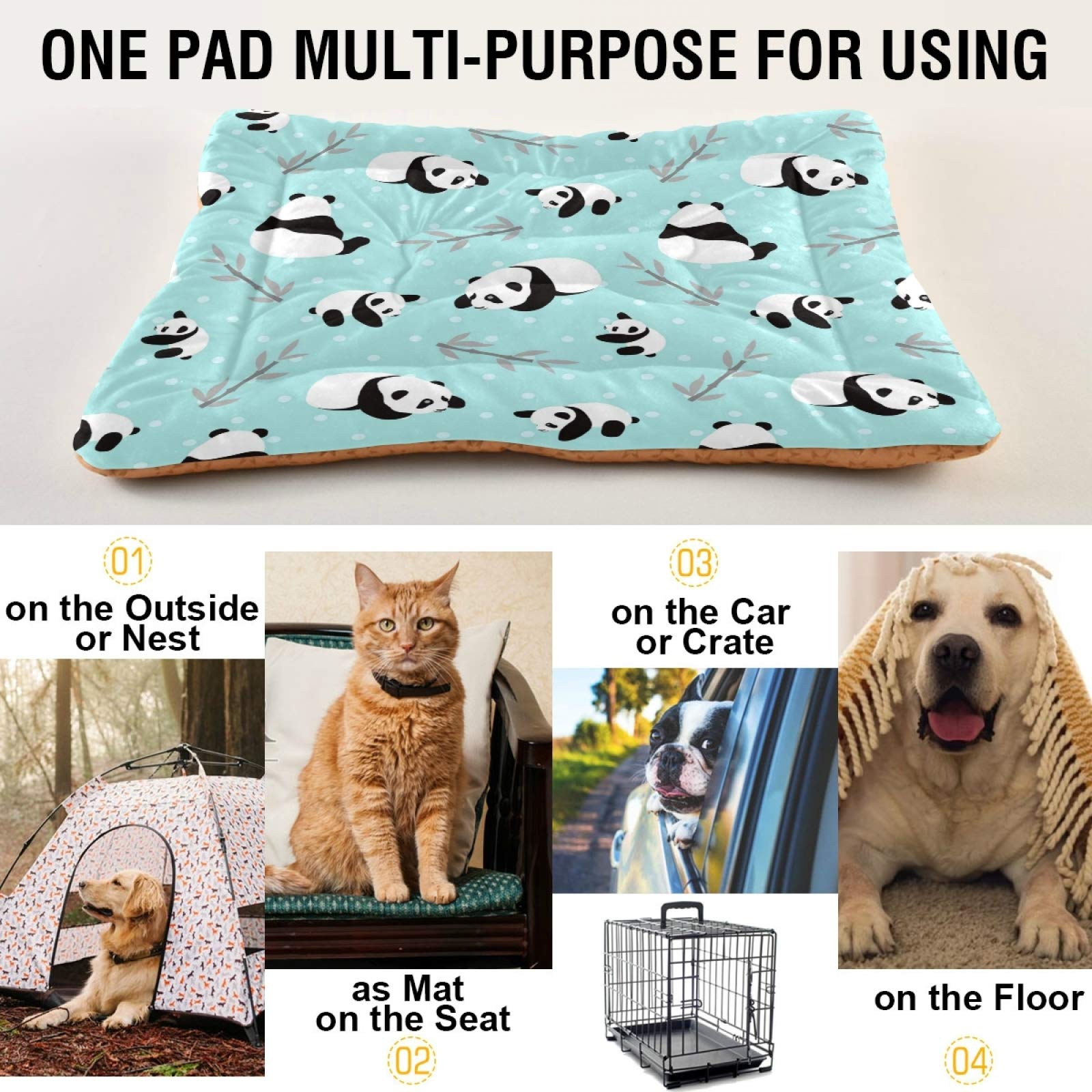 Ultra Soft Panda Dog Bed for Small & Medium Dogs - 24x18in Comfortable Rectangle Pet Bed for Cats & Dogs - Calming Plush Bed for Puppies & Kittens - Perfect for Bedroom, Living Room & Pet Travel