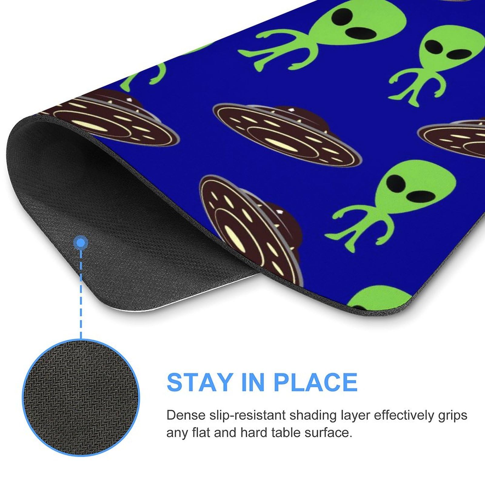 Premium Green UFO Aliens Gaming Mouse Pad - Non-Slip, Waterproof, Durable Surface - 20x25cm Large Size for PC, Laptop & Office Use - Perfect for Gamers & Home Office Workstations